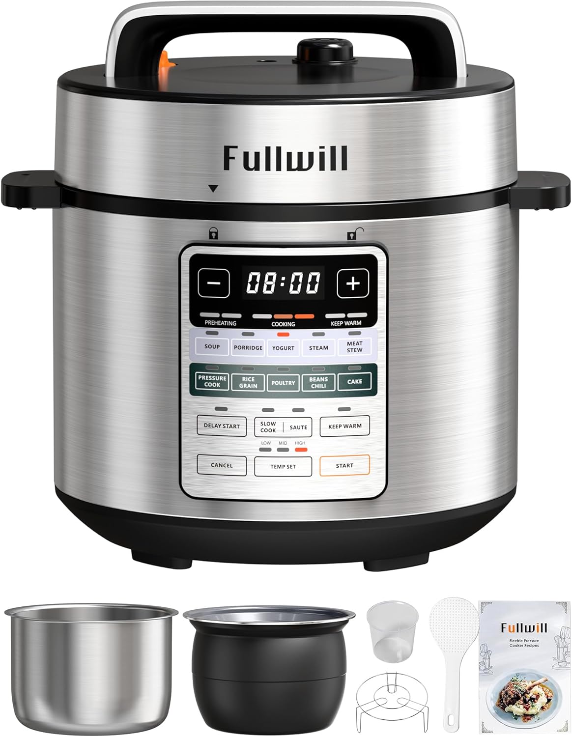 Fullwill Dual-Pot Electric Pressure Cooker 6+5QT, 12-in-1 Multi-Cooker for Pressure Cooking, Soup, Yogurt, Stew, Rice，Suitable for family meals and gatherings