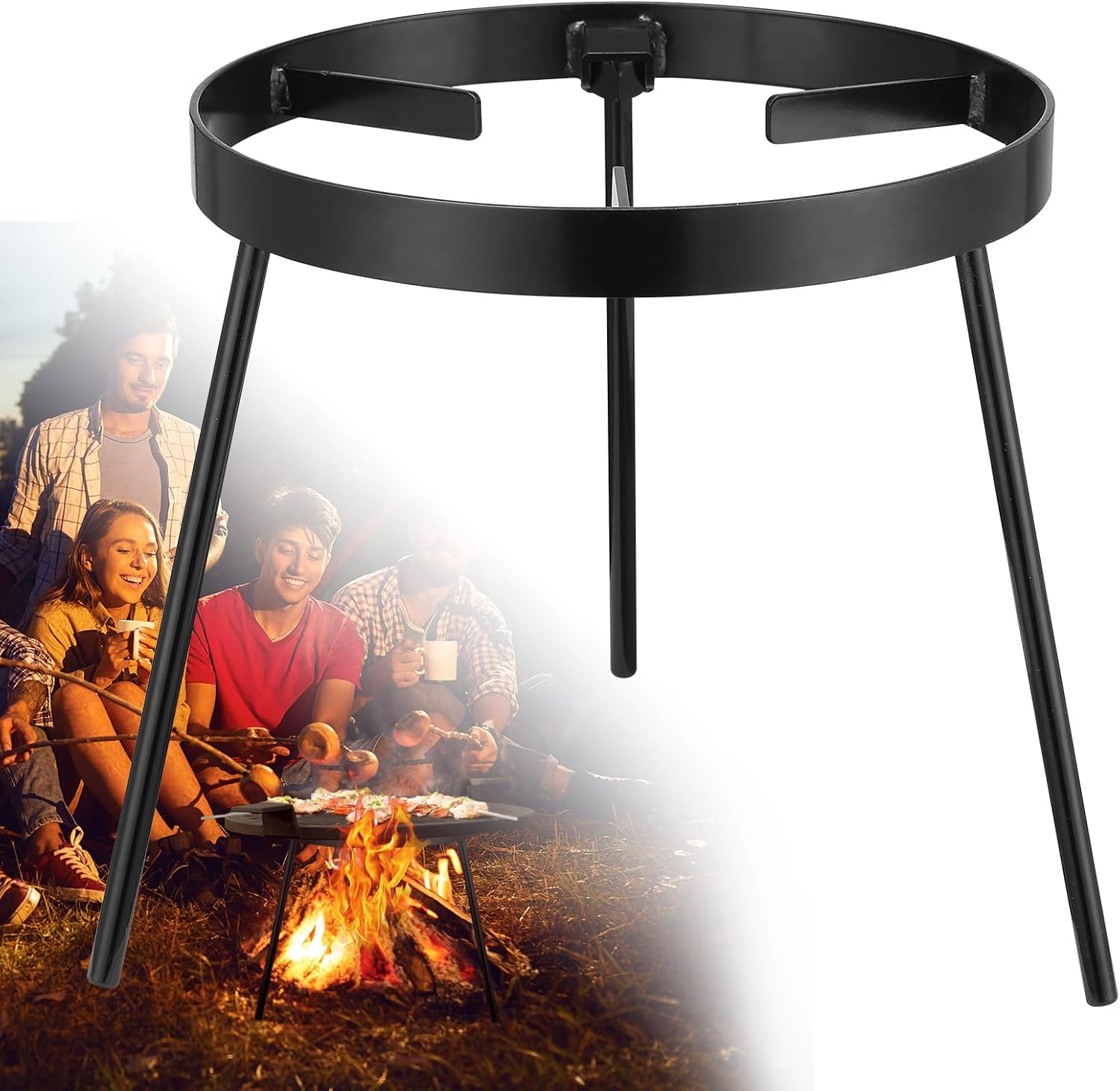 Campfire Tripod for Cooking – Campfire Cooking Equipment, Outdoor Fire Pit Stand, Portable Cast Iron Open Camping Tripod cookware for Dutch Oven,Grill,Lodge,firepit