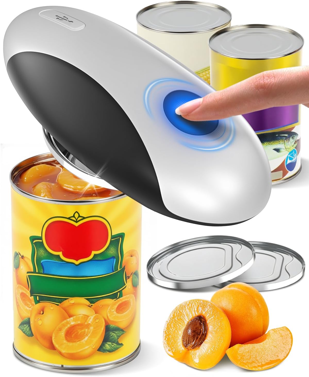 Zoomsnail Electric Can Opener, Automatic Rechargeable Can Openers with One-Touch Smooth Edge & Magnetic Lid – Hands-Free Easy-Grip Opener for Seniors with Arthritis and Most Cans