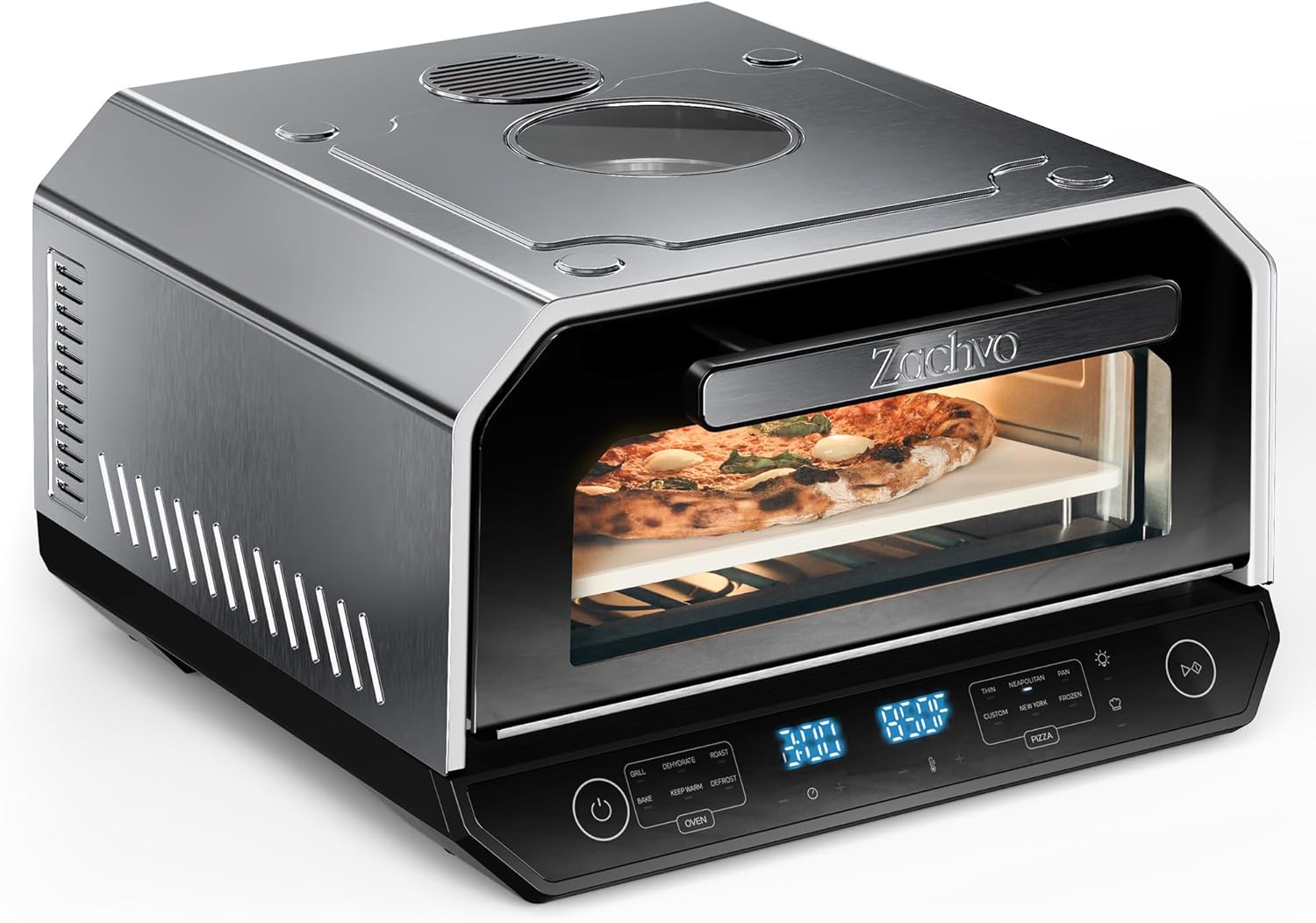 13-in-1 Countertop Pizza Oven, 90-Second 12 Inch Pizza, up to 850°F, 6 Presets & 6 Bake Modes, PID Control, Expert Mode Makes 5 in 30 Min for Home Pizzeria, Top Window & On-Demand Light, Silver