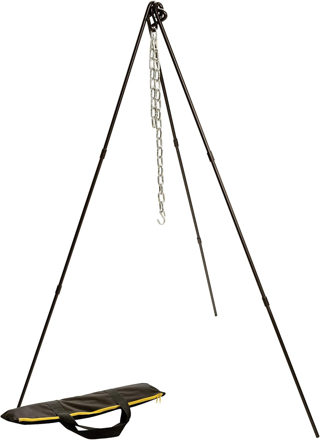 Lodge Campfire Cooking Tripod – Adjustable chain – 40 to 60 Inch Steel Cooking Tripod for Campfire – Adjustable
