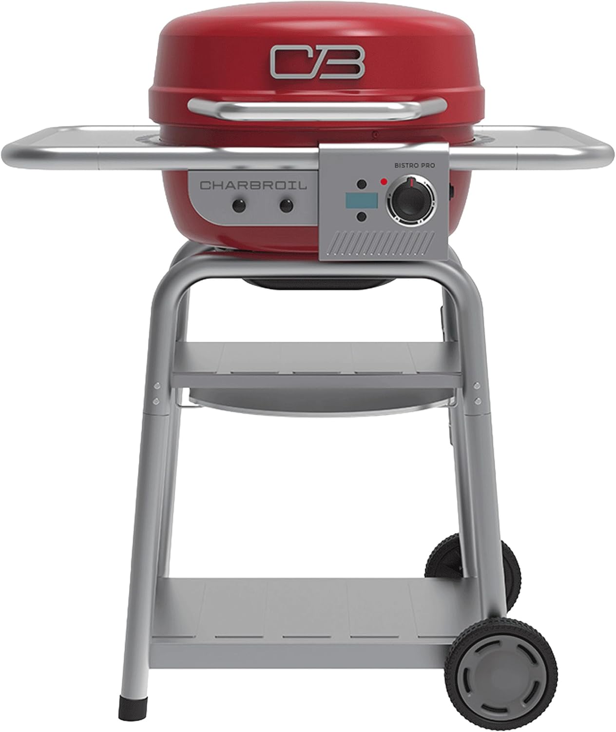 Charbroil 3-in-1 Dual Fuel Outdoor Bistro Pro Electric Grill & Griddle + Charcoal Mode BBQ, Red – 25302146
