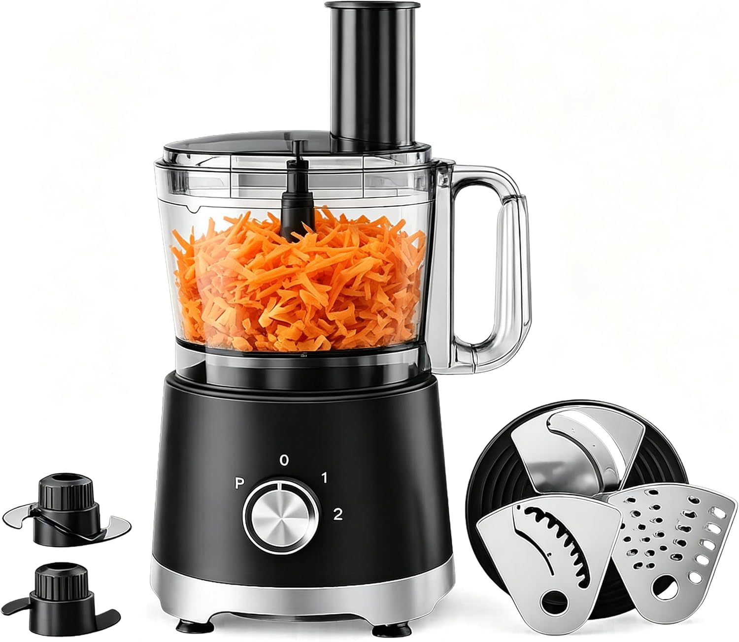 Simple Deluxe 2.6QT Food Processor, 10.5 Cup 600W Multi-Functional Vegetable Choppers Food Grinder with Slicing Shredding Chopping Kneading, Suitable for Smoothie Fruit Dough, 2 Speed, Classic Black