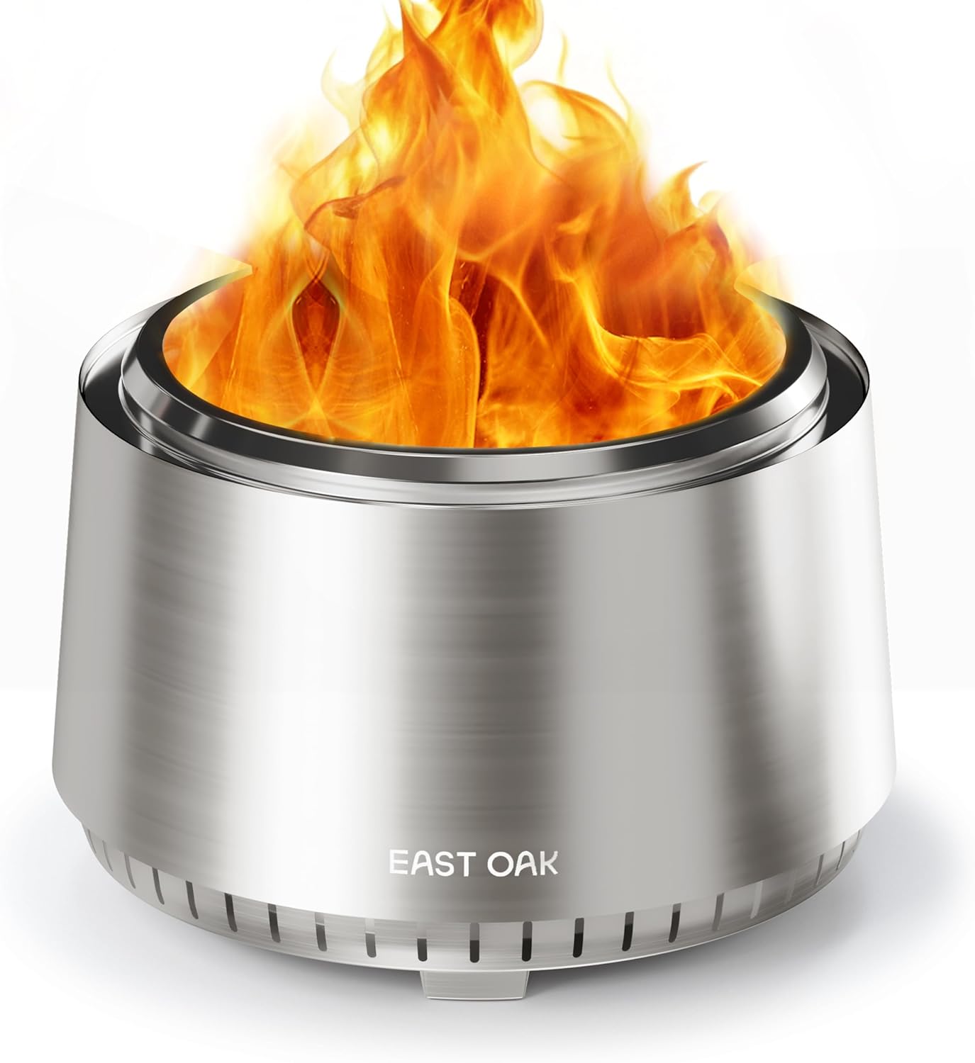 East Oak Fuoco 21 Inch Smokeless Fire Pit, Outdoor Wood Burning Bonfire Firepit with Stand, Removable Ash Pan | Portable Stainless Steel Fireplace with Carrying Bag for Outside, Patio & Backyard