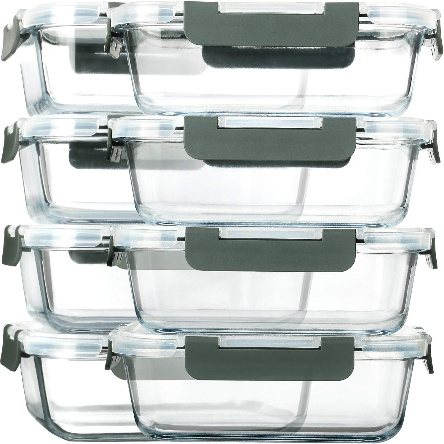 M MCIRCO [8-Pack,30 oz] Glass Meal Prep Containers,Glass Food Storage Containers,Airtight lunch Containers with Lids, Microwave, Oven, Freezer and Dishwasher