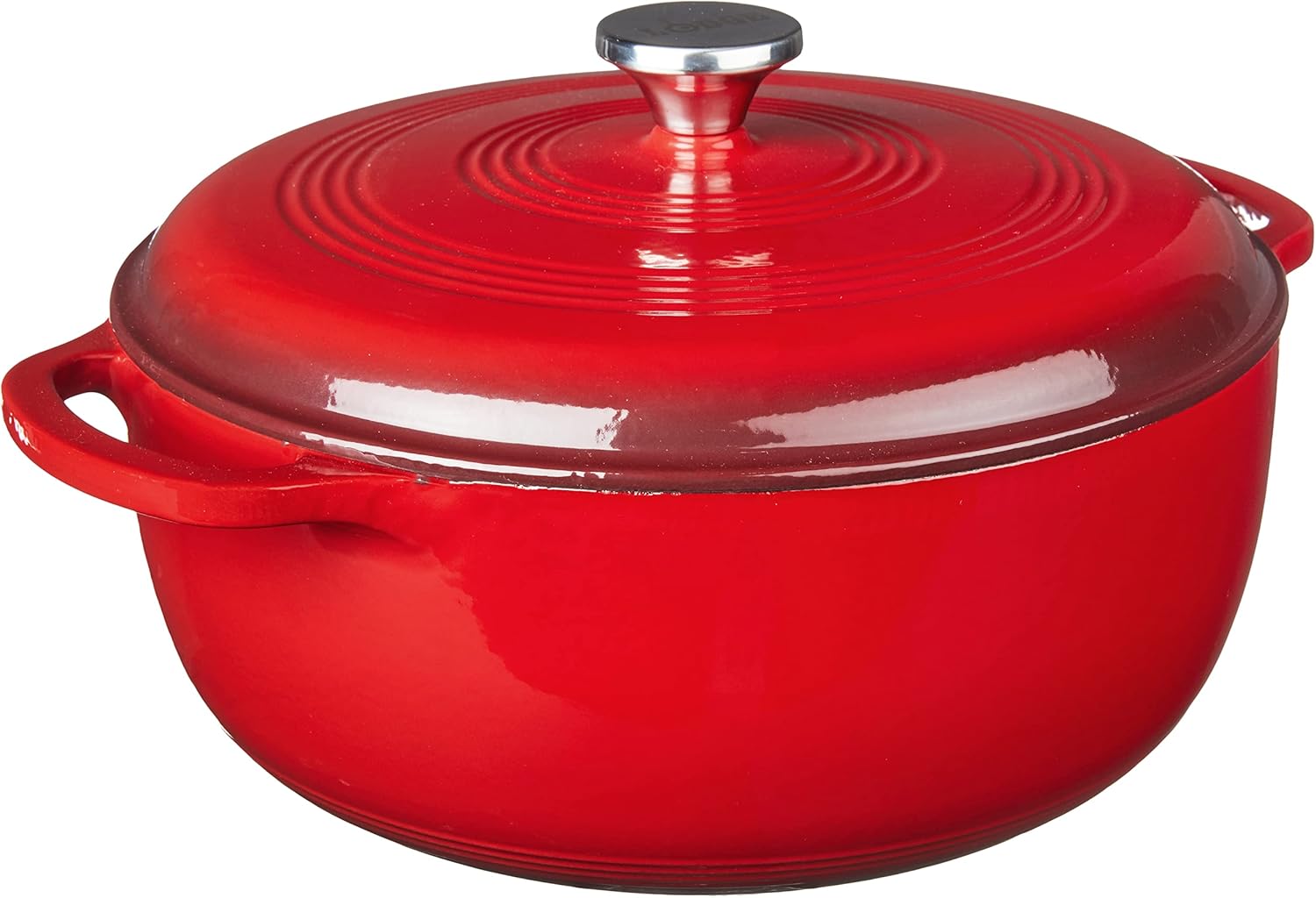 Lodge Essential Enamel Cast Iron Dutch Oven with Lid 7.5 Quart – Oven-Safe Enamel Cookware up to 500° F – Heat-Retaining Braising & Roasting Pot – Non-Toxic Cookware – Island Spice Red