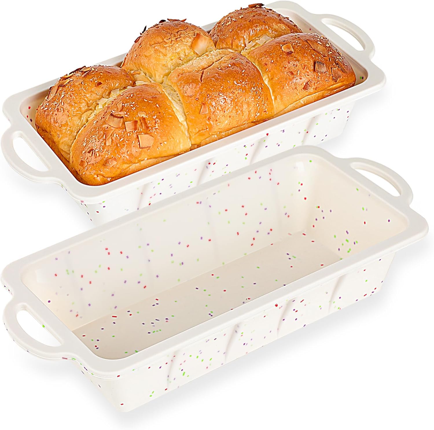 Vinino 2 Pack XLarge Nonstick Silicone Loaf Pans 12.5 x 5.5” for Baking | Extra-Large Pans for Make-Ahead Loaves, Paired Desserts, Freezer Meals & Neat Storage Of Neutral Style Bakeware Sets