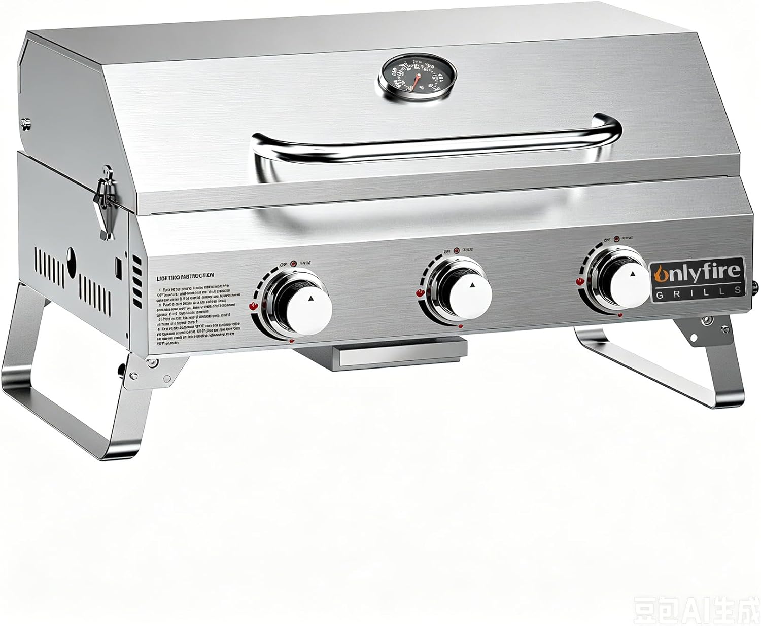 Tabletop Gas Grill 3 Burners, Portable Propane BBQ Grill with Foldable Legs & 22″ Stainless Steel Grate for Outdoor Patio Backyard Barbecue, Camping Tailgating RV, 24000BTU High Output, Classic GS307
