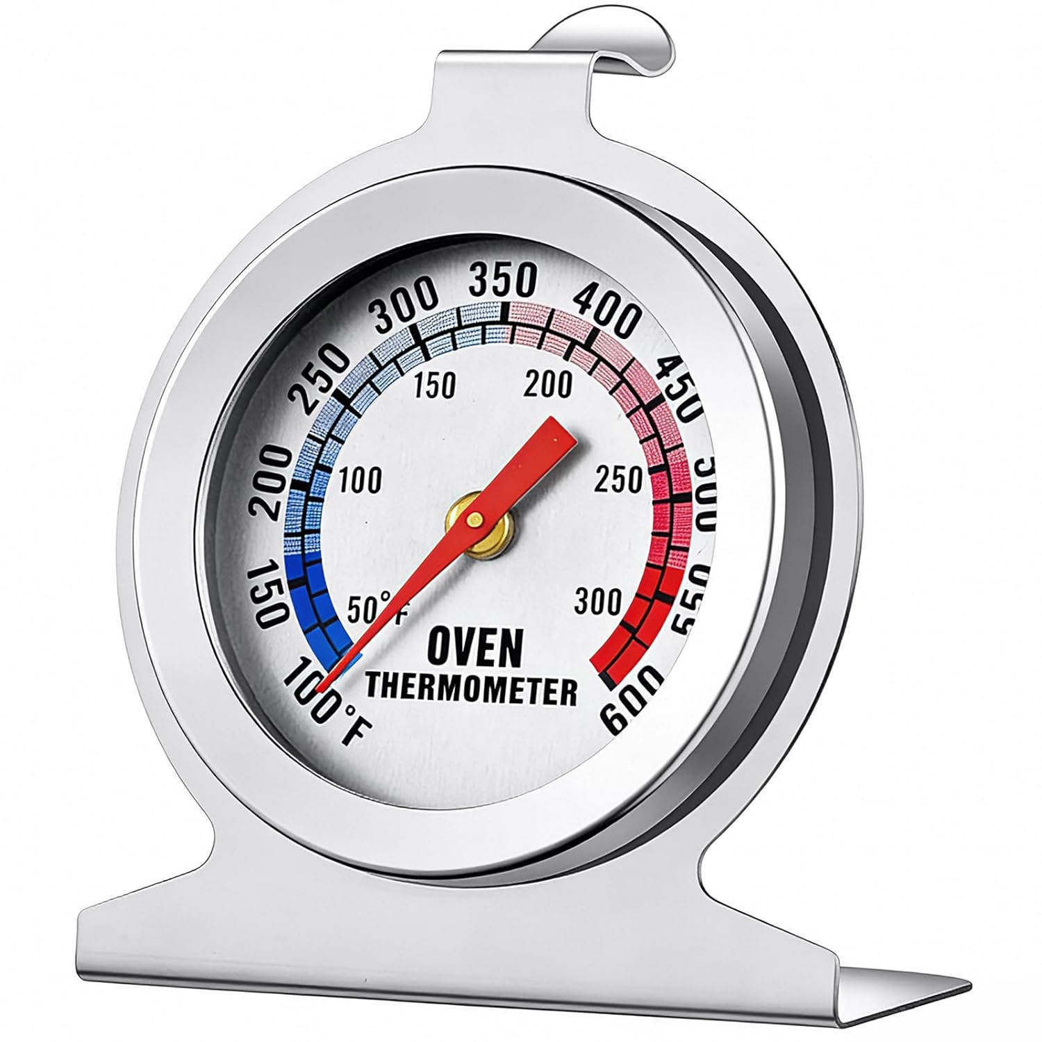 Oven Thermometer for Gas & Electric Ovens, 100°F-600°F Precision Mechanical Thermometer with Hanging Hook & Stand, Perfect Inside Oven Thermometer for Baking, Grilling, Air Fryers