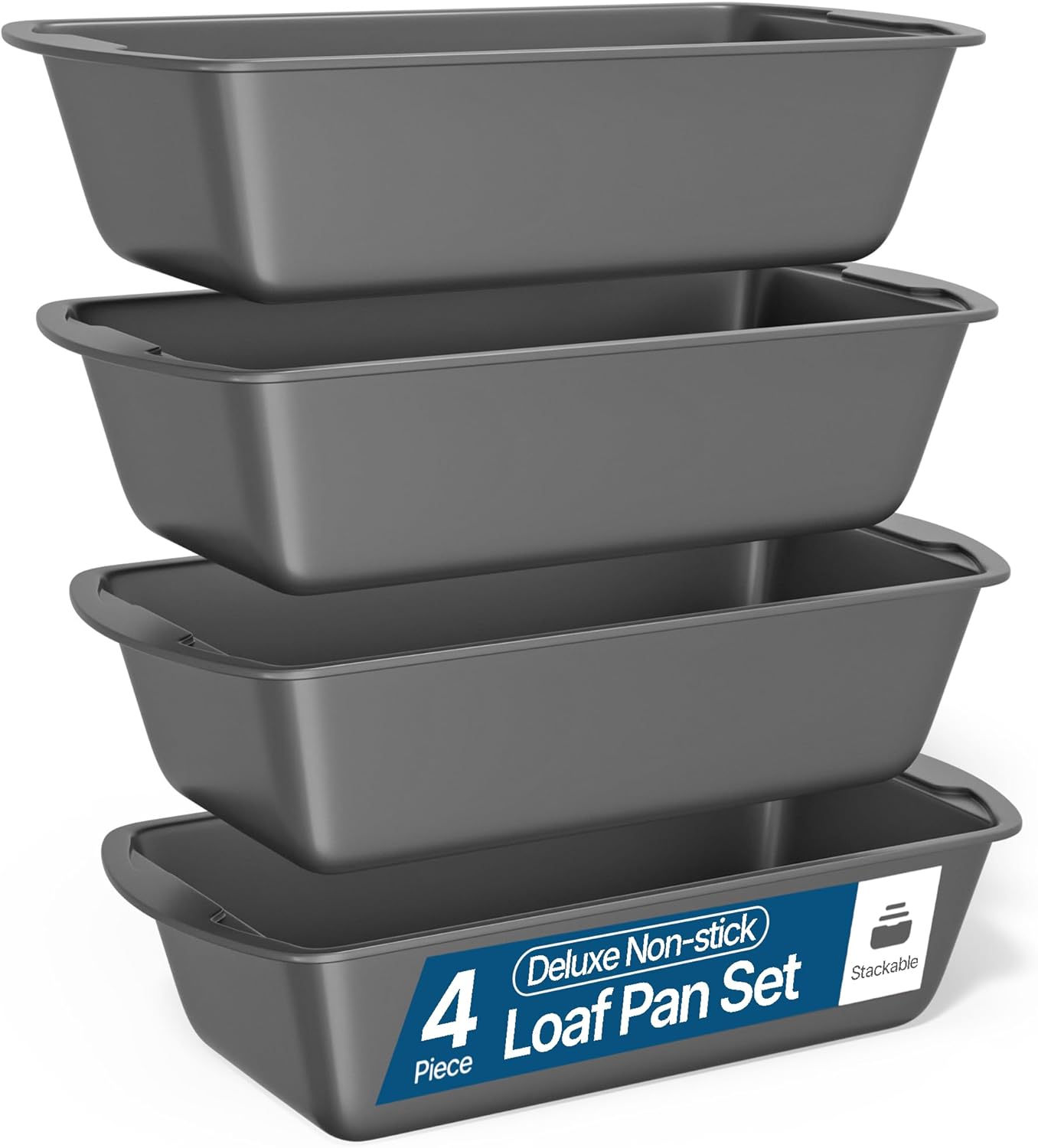 BAKKENMASTER Bakken- Swiss Loaf Pan Set 4-Piece – Deluxe Nonstick Carbon Steel Bakeware for Perfect Bread and Cakes – Dishwasher Safe, Premium Pans for Home Baking