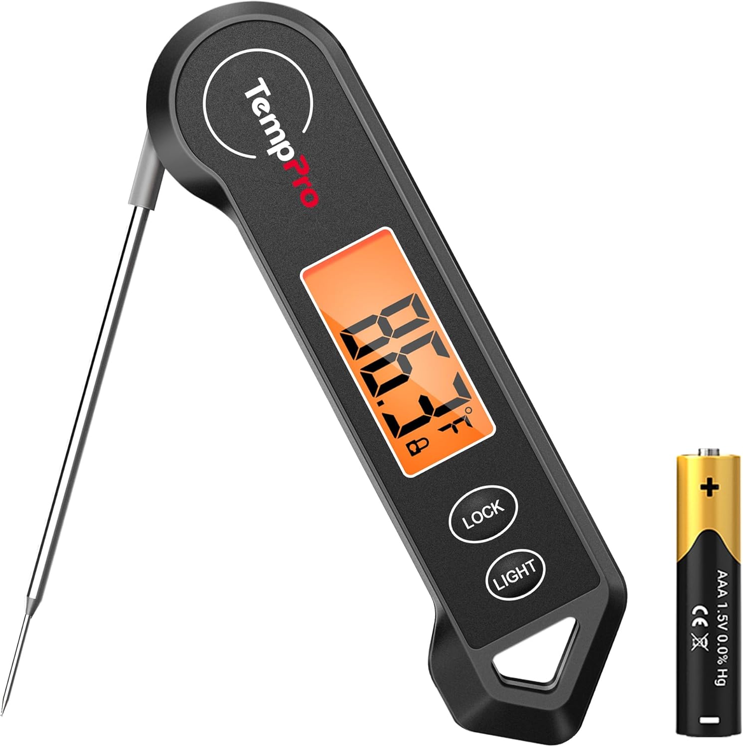 TempPro TP19H Waterproof Digital Meat Thermometer with Ambidextrous Backlit and Motion Sensing Cooking Food Thermometer for BBQ Grill Smoker Oil Fry Candy Thermometer (Previously ThermoPro)