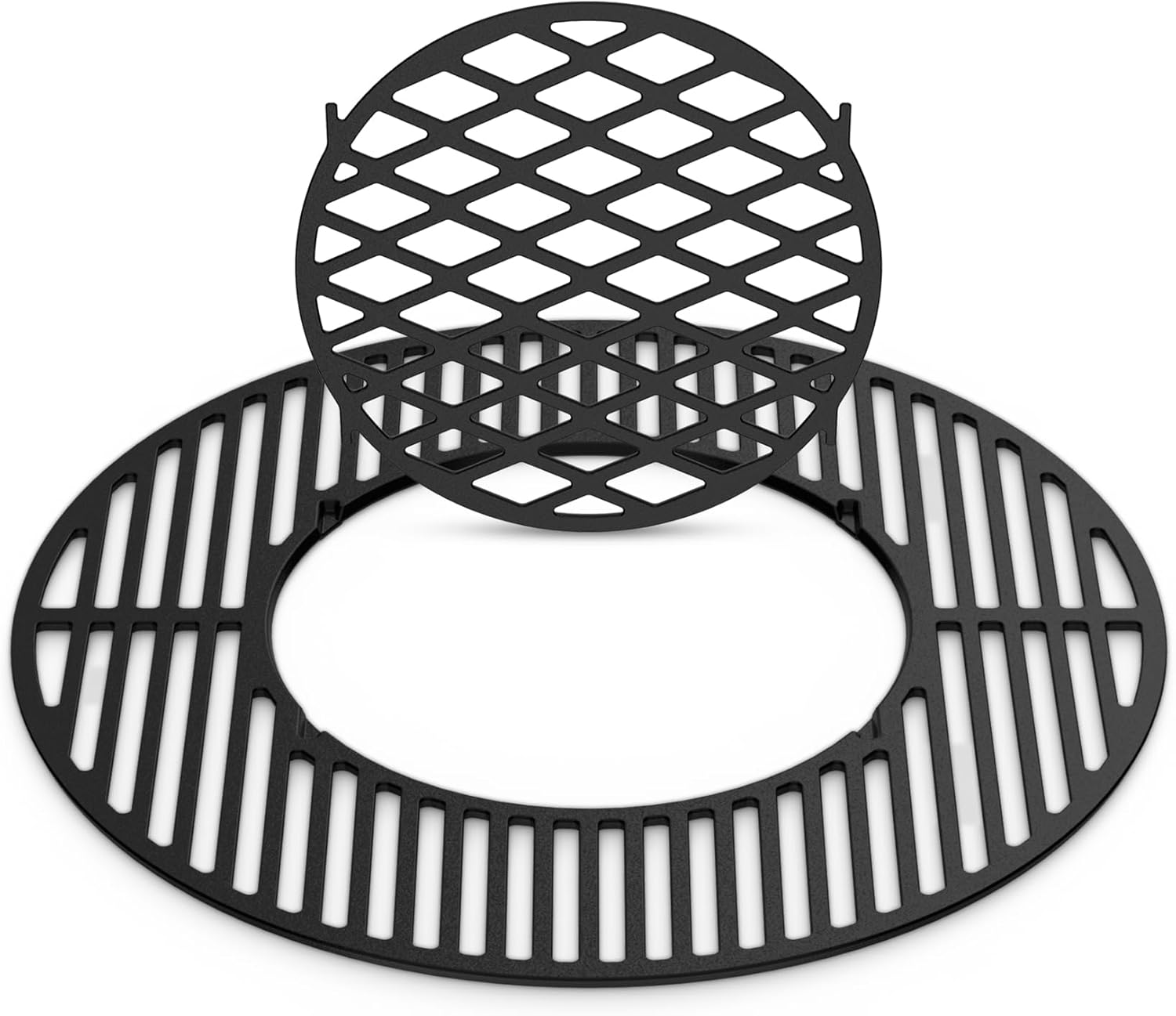 Skyflame Charkettle 2-in-1 Cast Iron 21.5 Inch Grill Grate Replacement Gourmet BBQ System, Compatible with Weber 22-1/2 inch Kettle Charcoal Grills