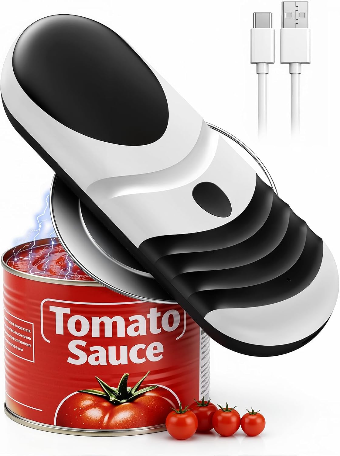 One Touch Electric Can Opener Fits Almost All Can Sizes for Seniors with Arthritis, Rechargeable Smooth Edge Can Opener with Magnetic Cover Catch, Food Safe Kitchen Gadget