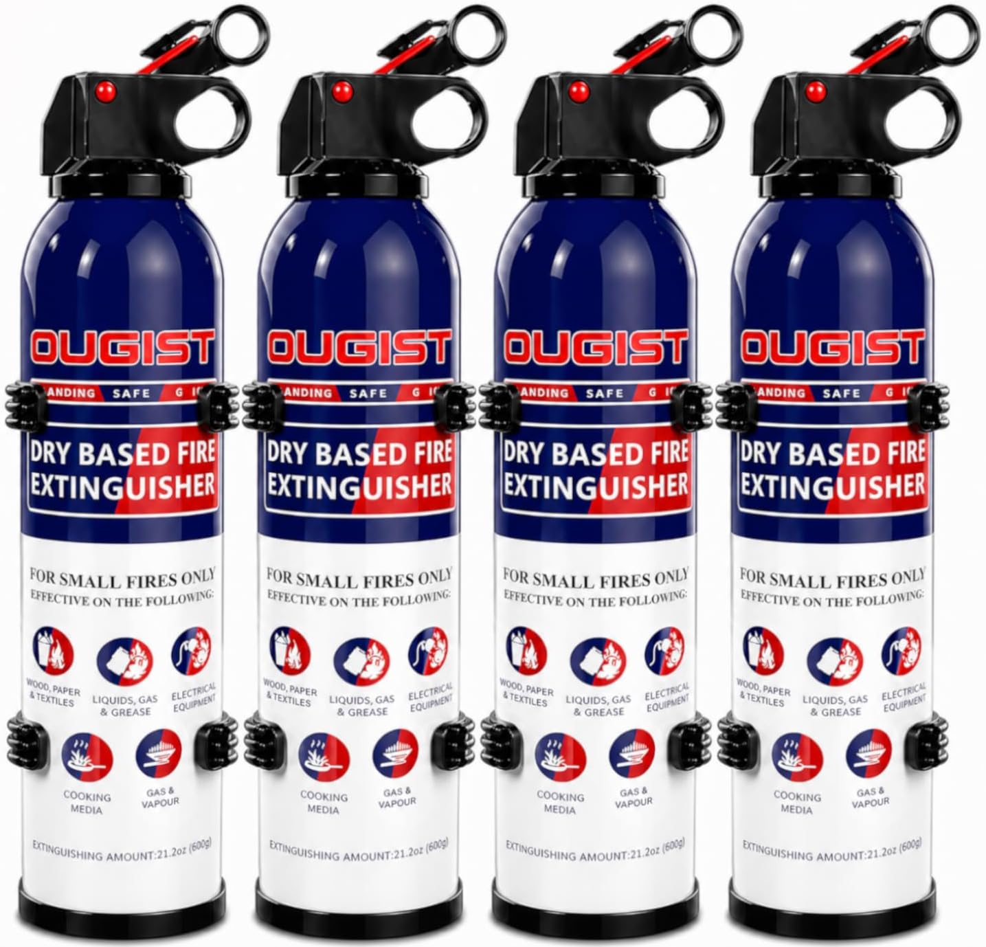 ABC Fire Extinguisher for Home & Vehicle – Portable Dry Chemical Fire Extinguisher | Grease & Electrical Fire Extinguisher for Kitchen, Car, Easy for All Ages to Use (4-Pack, 1.32lb Each)