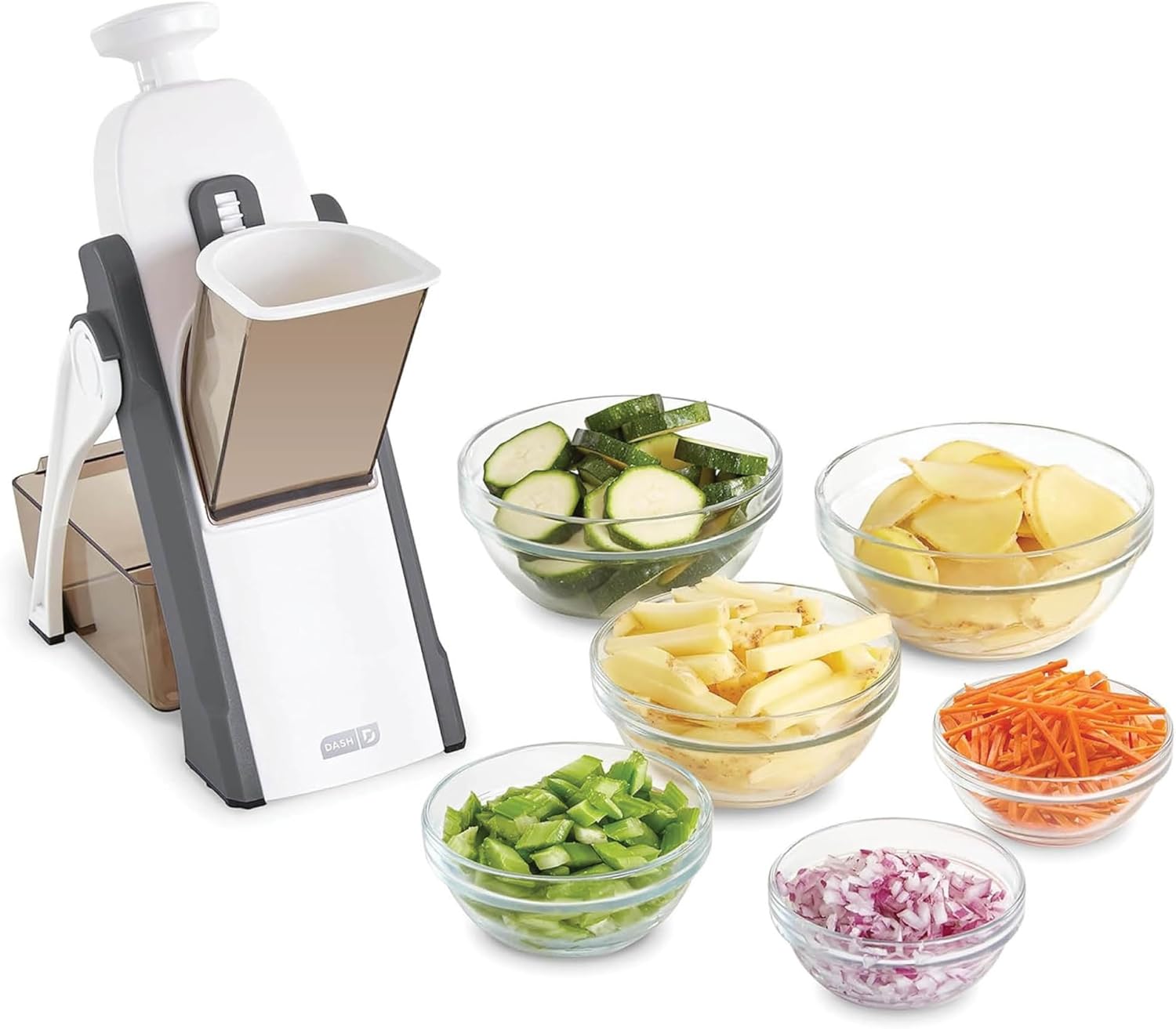 Dash Safe Slice® Mandoline – Compact, Foldable Food Slicer – Slice, Dice, Julienne & More – Perfect for Quick Food Prep – Recipe Guide Included – Cool Grey