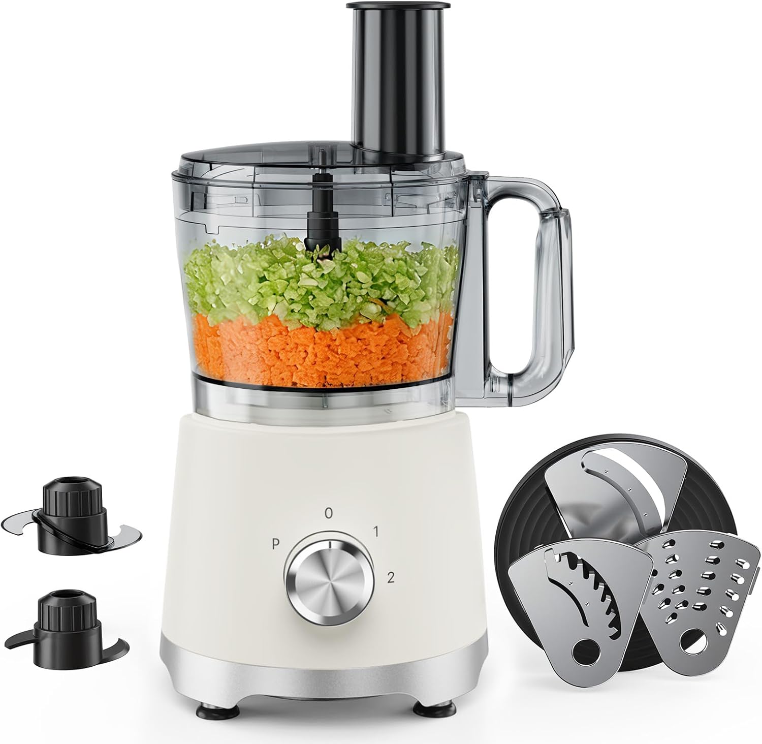 NEWBULIG 10.5 Cups Food Processor, Versatile Food processors with 5 Blades, 600W Powerful Meat Grinder for Slicing, Shredding, Chopping, Kneading, Dishwasher Safe, for Meat, Vegetables, Fruit, Dough