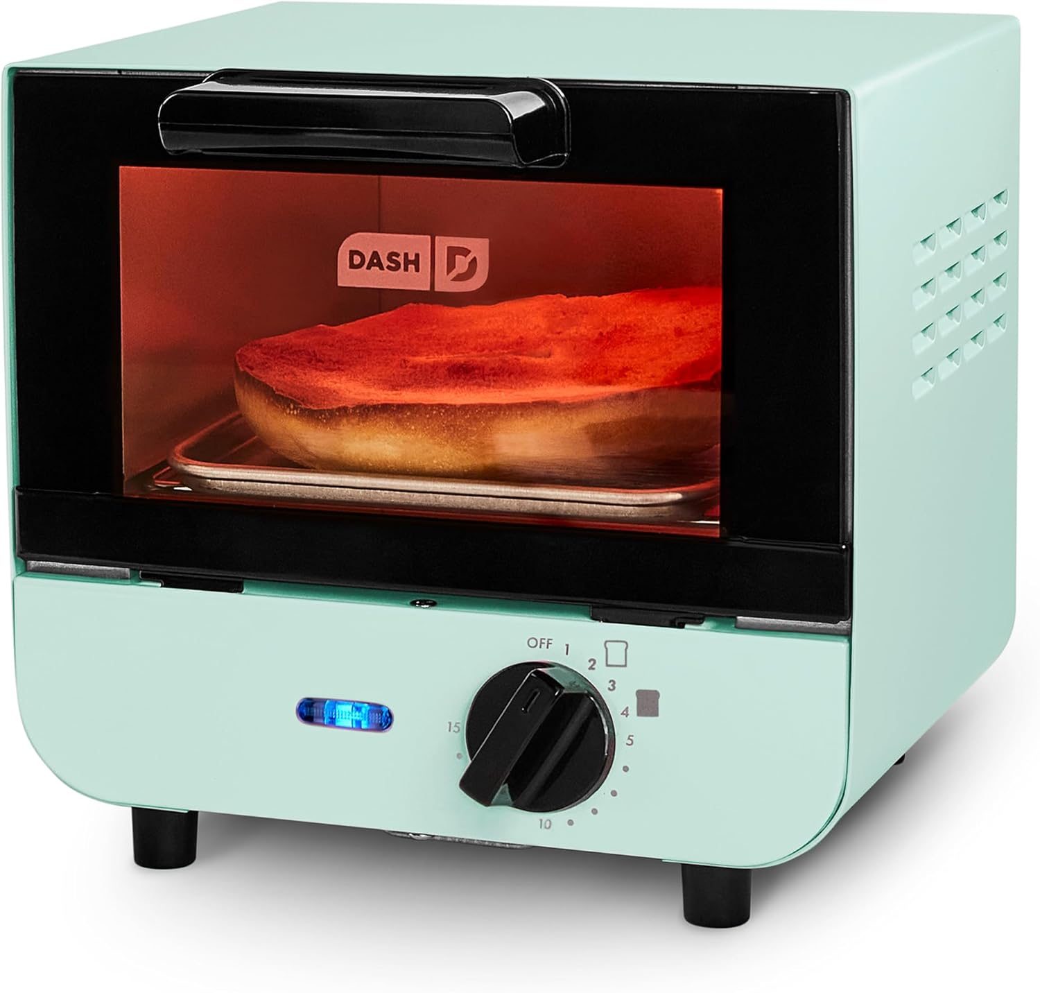 Dash Mini Toaster Oven | Small Toaster Oven for Dorms, Apartments, & Small Kitchens, Adjustable Timer Dial with Auto Shutoff, Removable Cooking Tray & Crumb Catch, Aqua