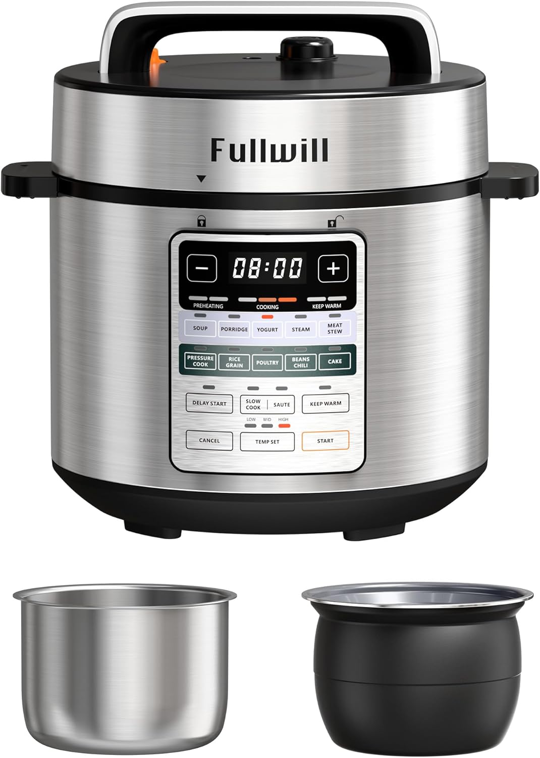 Fullwill Dual-Pot​ Electric Pressure Cooker,12-in-1 Multi Cooker with 6QT Stainless Steel & 5QT Ceramic Pot,Olla de Presion for Pressure,Rice,Meat Stew,Yogurt Maker