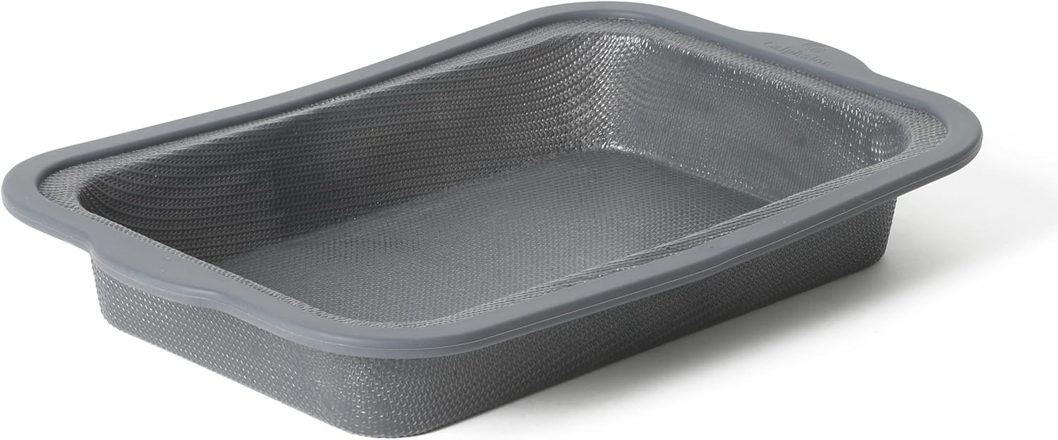 Calphalon Omni 9 x 5-Inch Loaf Pan with GlassFlex Technology, Flexible Silicone & Micro-Woven Glass Core for Ultra Airflow & Even Baking, Grey
