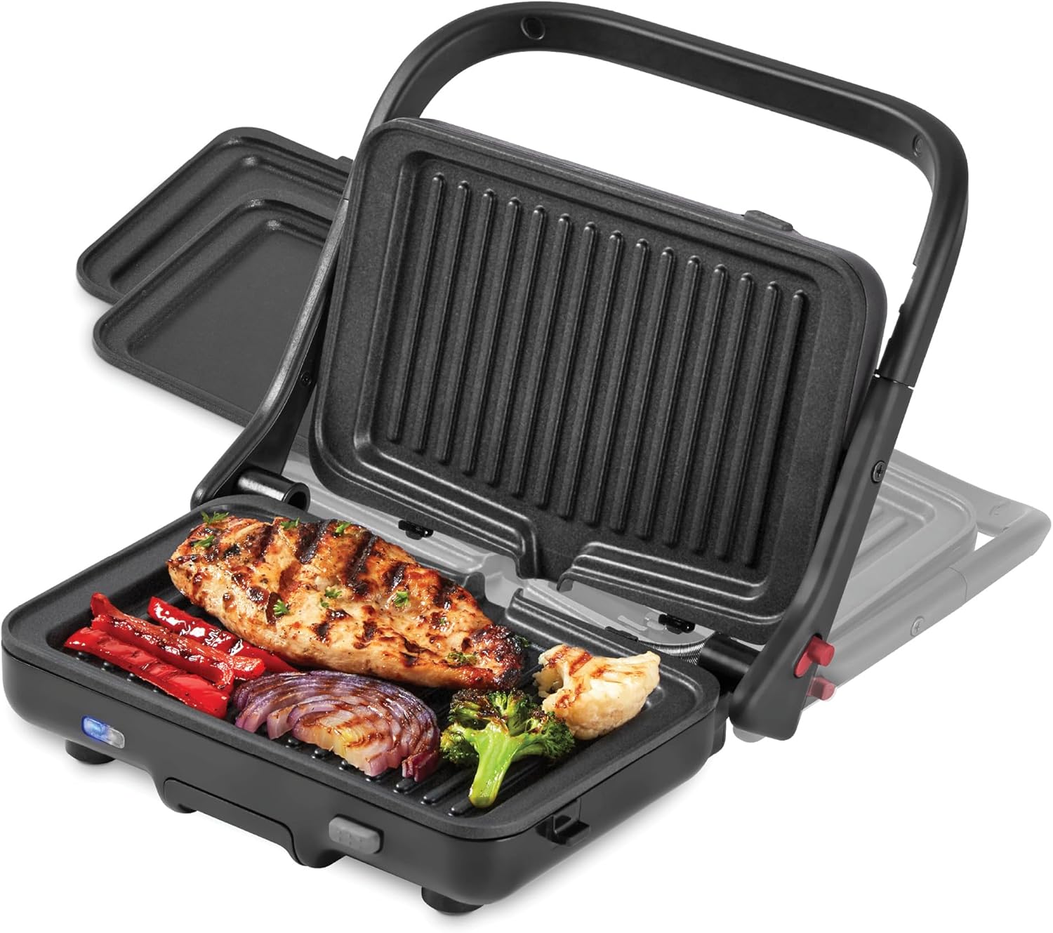 Dash MultiMaker® Flex Press Grill System, Grill and Griddle – Nonstick Removable Plates – Indoor Countertop Electric Grill for Sandwiches, Burgers, and Breakfast – Forged Iron