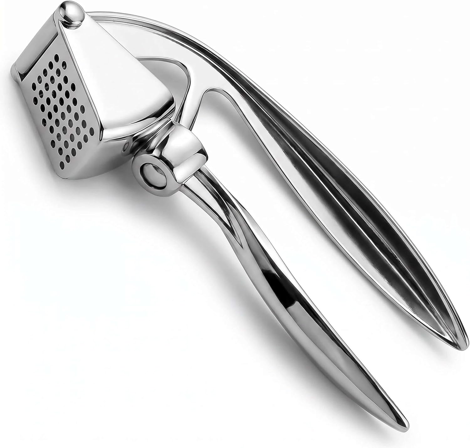 Garlic Press, Zinc Alloy Garlic Ginger Crusher & Mincer Tool Heavy Duty Garlic Mincer & Grinder with Large Chamber Multiple Studs Dishwasher Safe Ergonomic Handle Easy Squeeze Kitchen Essential