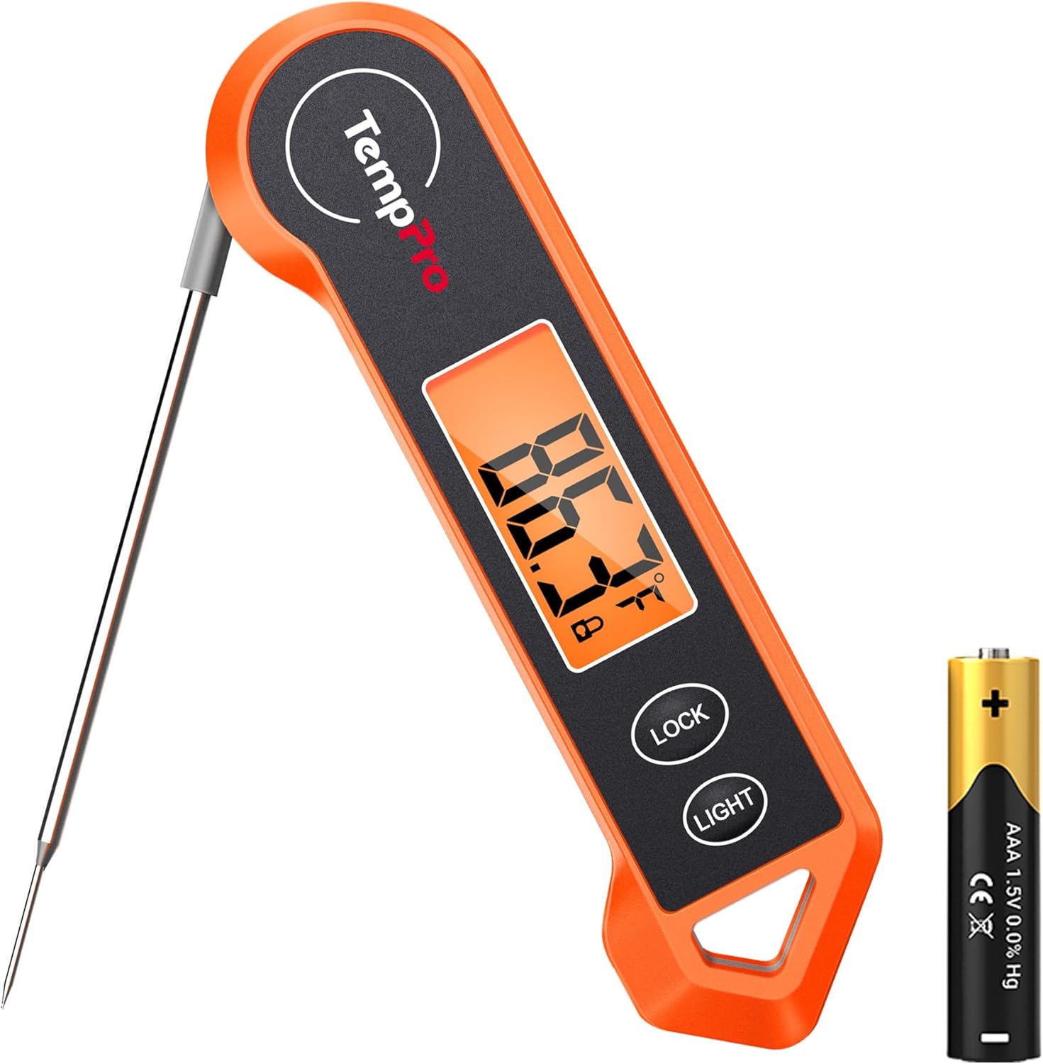 TempPro TP19H Digital Meat Thermometer for Cooking, 1 Sec Instant Read Food Thermometer with Motion-Sensing Wake for BBQ Grill Oil Fry Candy for Fathers Day Gift for Dad Men (Previously ThermoPro)
