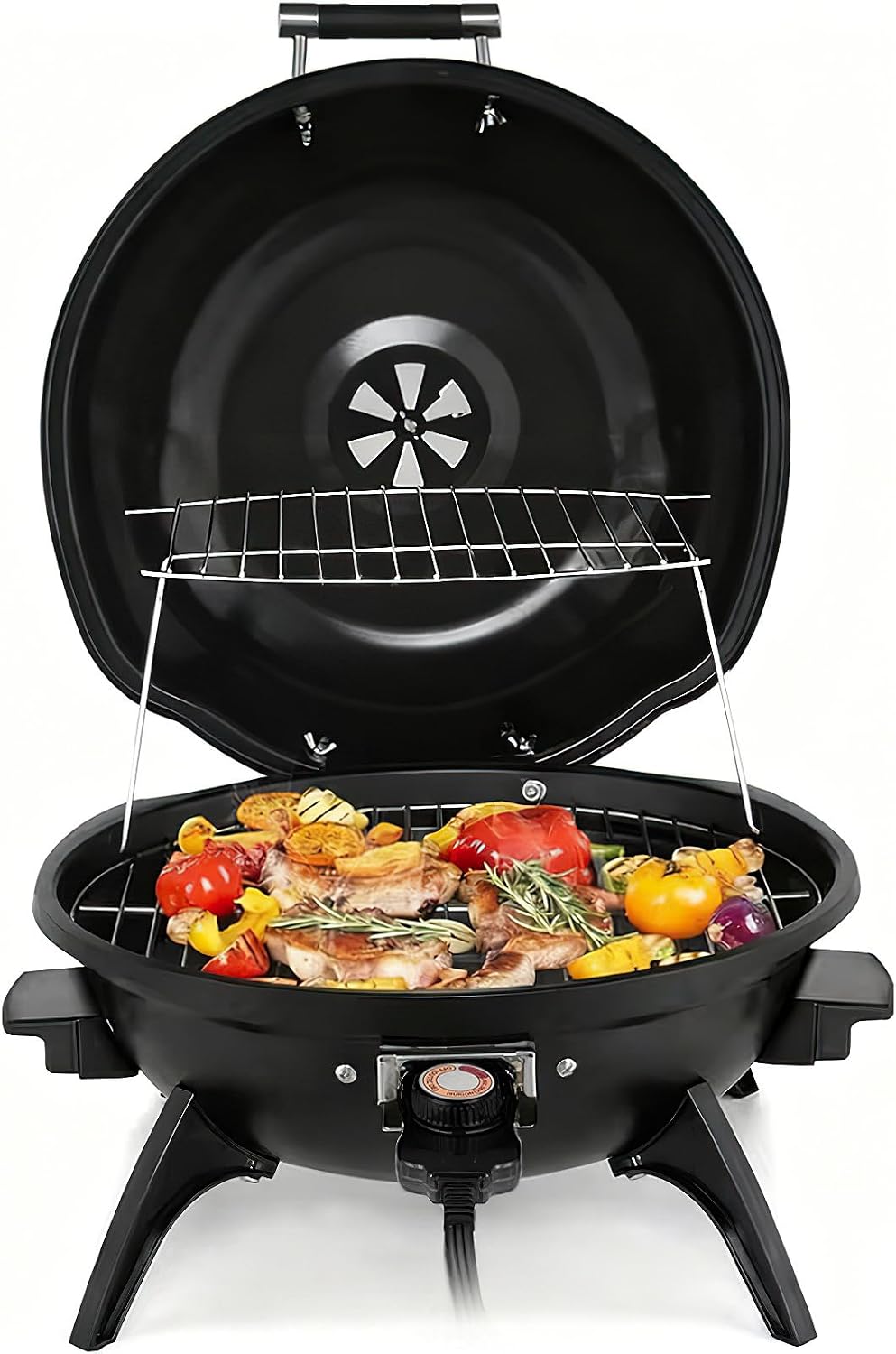 Electric Grill, Techwood Outdoor Electric BBQ Grill, Portable1600W Tabletop Grill for Party, Patio & Backyard Use, Black