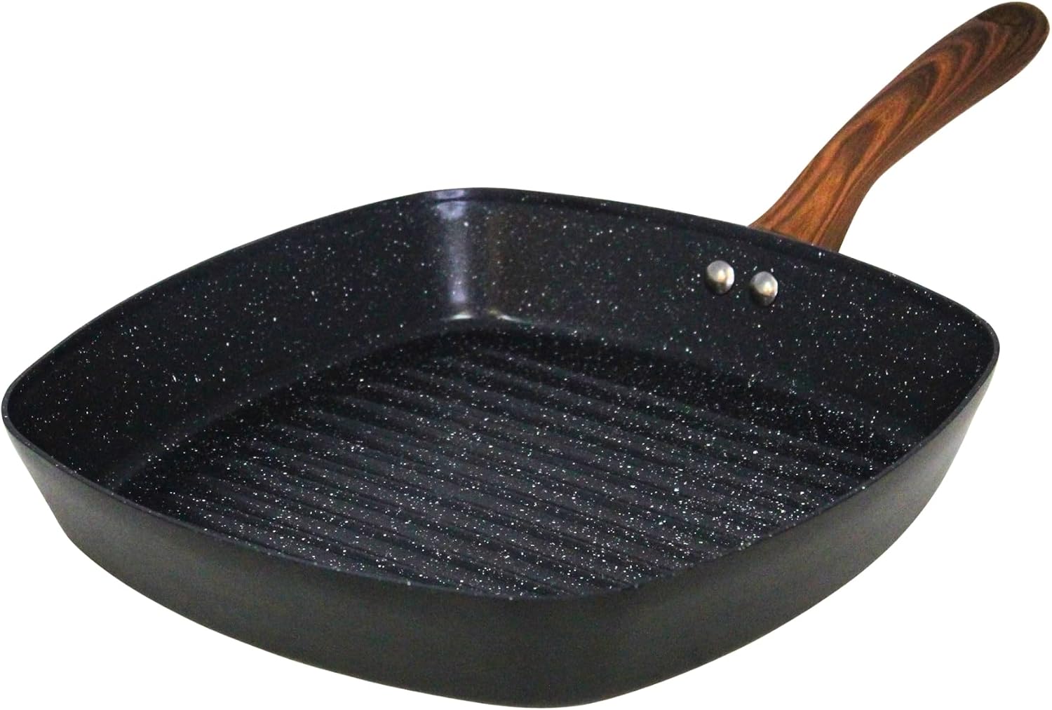 IMUSA 11-Inch PFAS Free Ceramic NonStick Grill Pan, Aluminum Griddle Pan with Cool-Touch WoodLook Handle, Large Cooking Surface for Burgers, Steaks, Vegetables, Sandwiches & BBQ