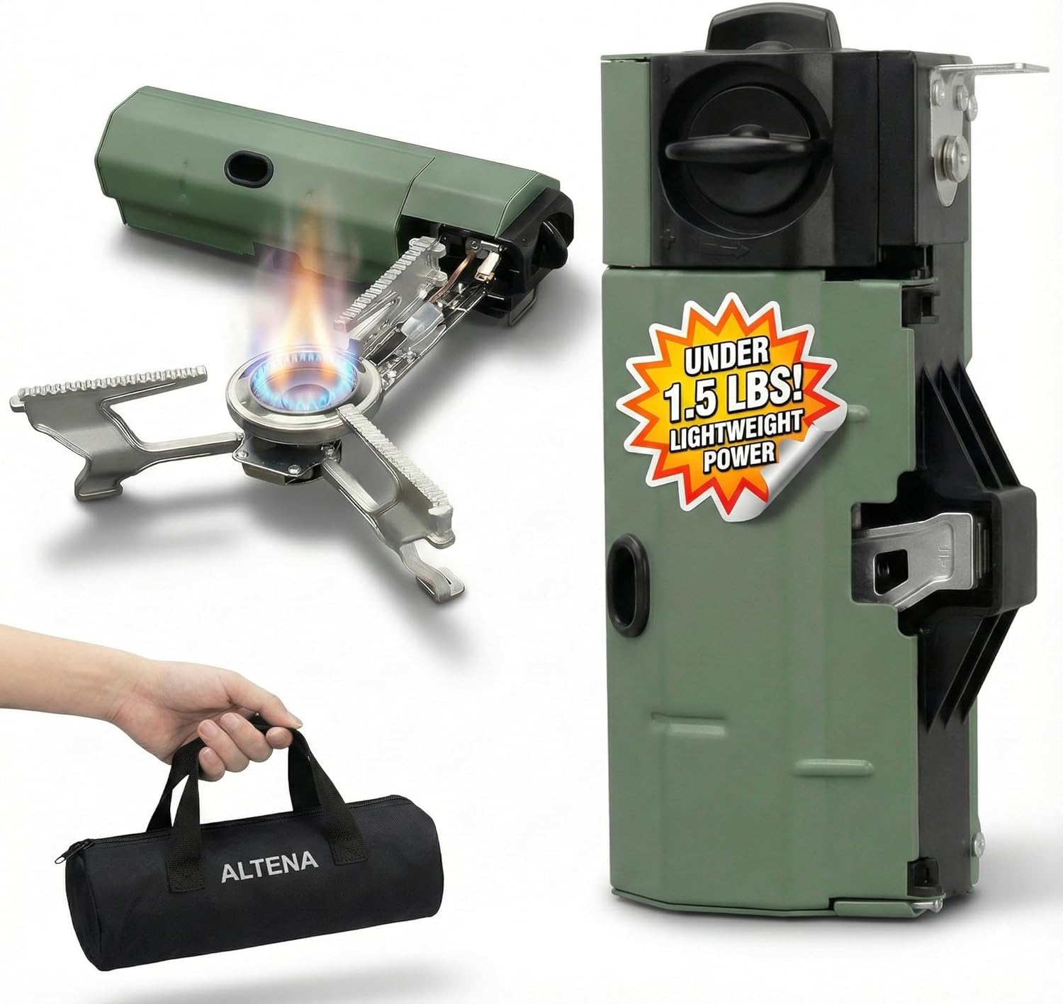Portable Butane Gas Stove for Camping, Outdoor, and Indoor Cooking, Compact Lightweight Single Burner with Carrying Bag for Travel – by Altena