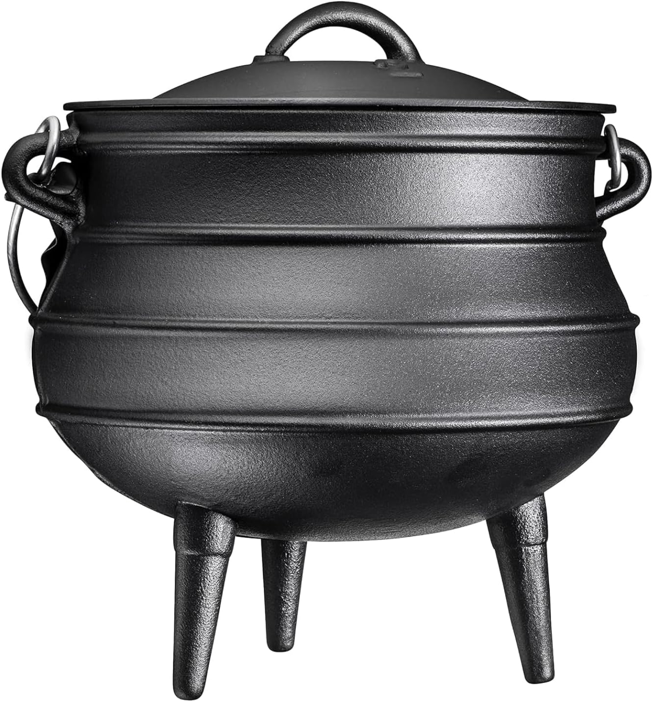 Bruntmor 12 Quart Cast Iron Dutch Oven Cauldron Pot – Camping Cookware with Lid – Pre-Seasoned Heavy-Duty Potjie for Stews, Soups, Braising, and Frying Over Fire Pit Grill or Camp Stove – Black