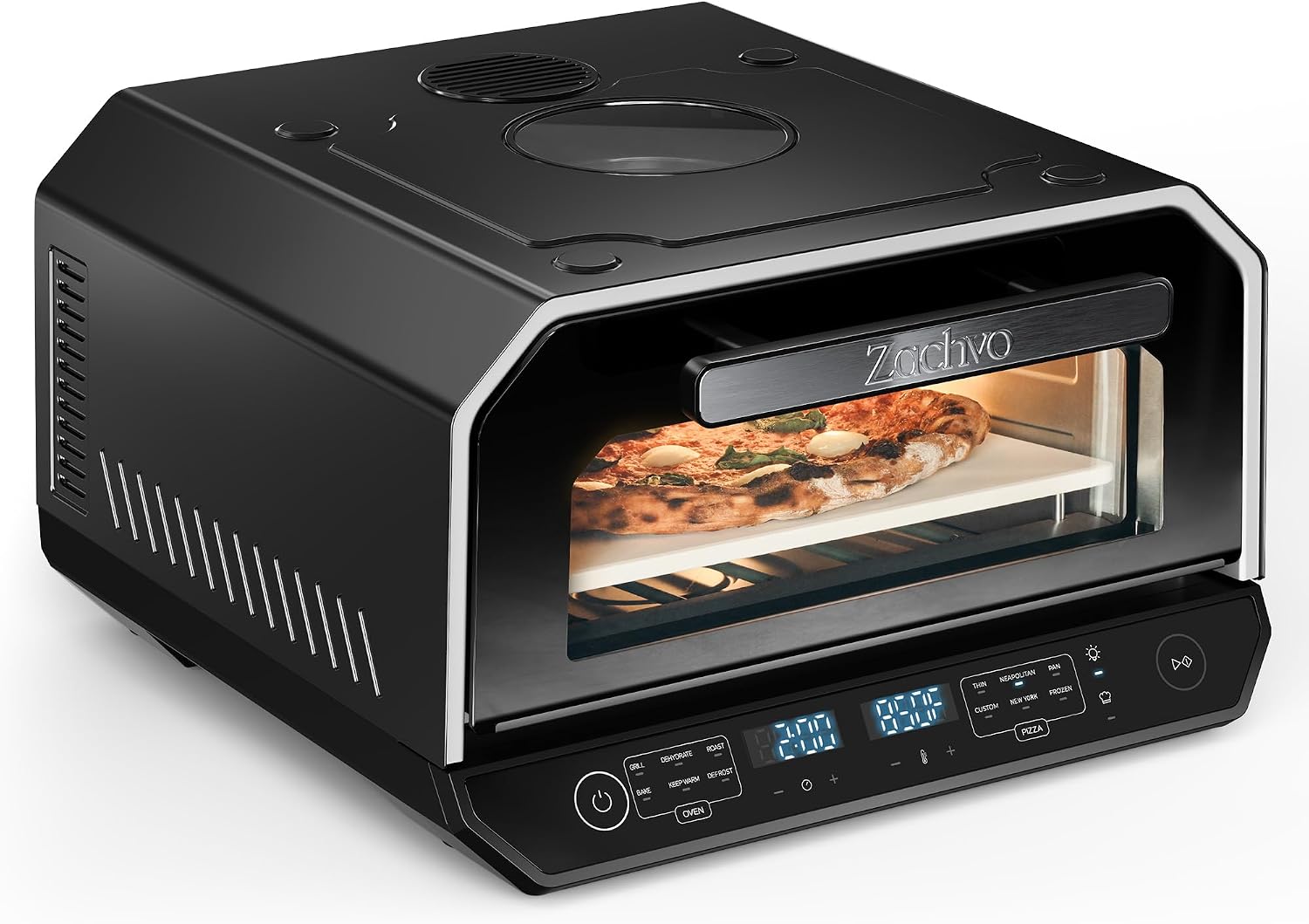 13-in-1 Countertop Pizza Oven, 90-Second 12 Inch Pizza, up to 850°F, 6 Presets & 6 Bake Modes, PID Control, Expert Mode Makes 5 in 30 Min for Home Pizzeria, Top Window & On-Demand Light, Black