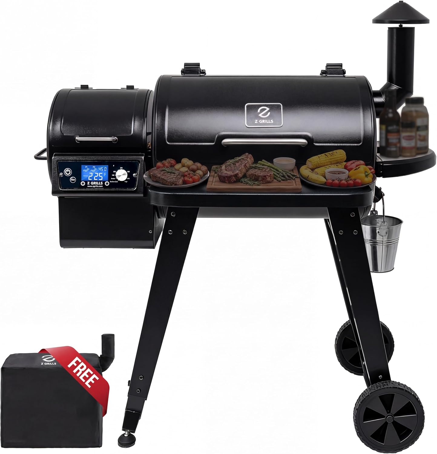 Z GRILLS 2026 Wood Pellet Grill & Smoker with PID V3.0 Controller, 459 Sq in Cook Area, Meat Probe, Foldable Shelf&Side Shelf, 8 in 1 BBQ Grill Outdoor Auto Temperature Control, Black, 450A