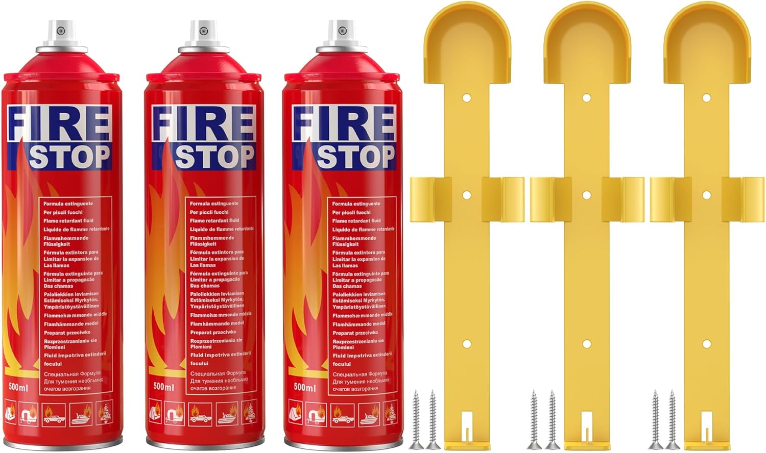 AmzBoom 3-Pack Fire Extinguisher for Home, Kitchen, Car, Camping & Electronics – ABC/K Class with Mounts – Portable, Long-Lasting.