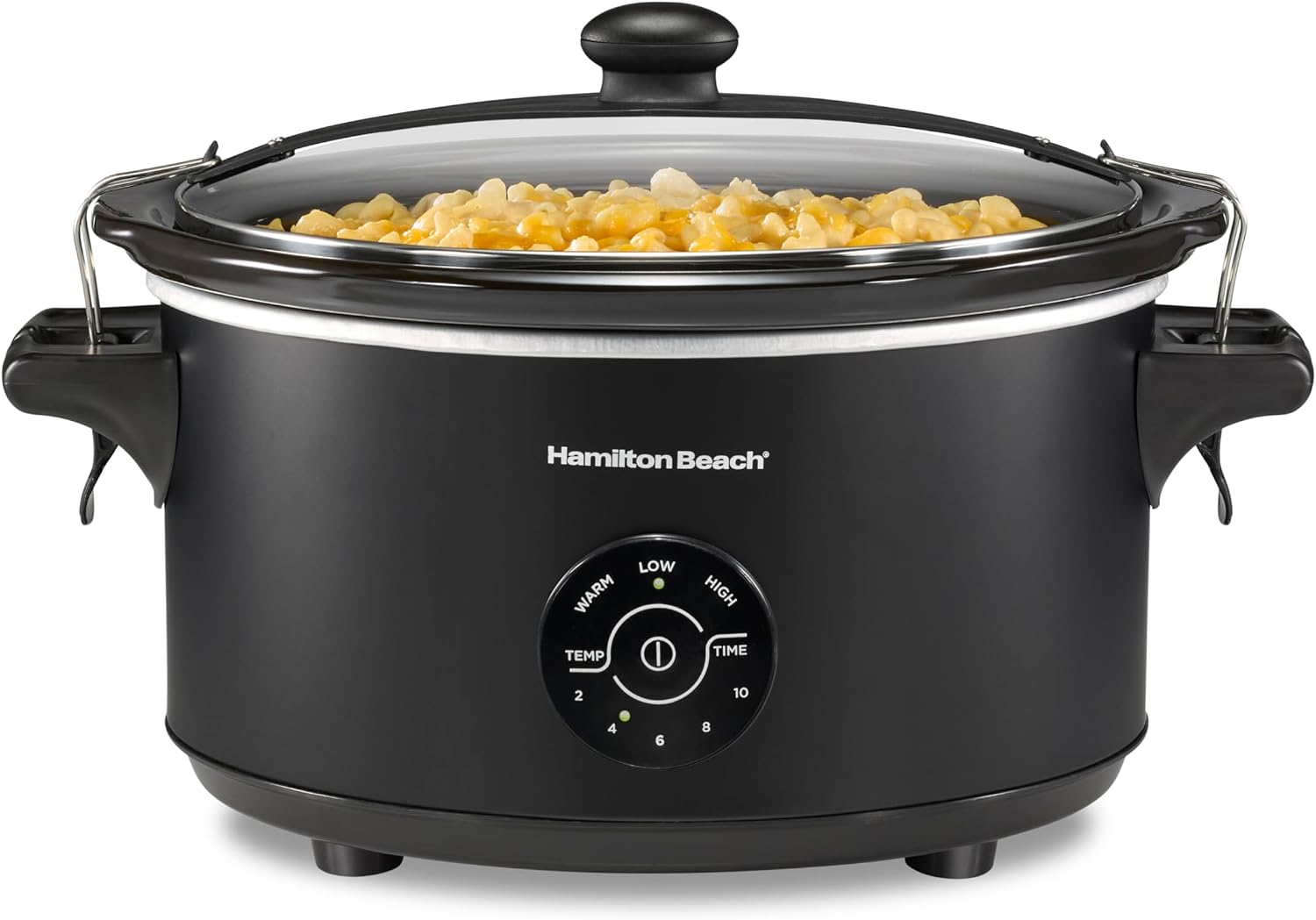 Hamilton Beach 7 Quart Stay or Go Portable Programmable Slow Cooker, 15 Cooking Options, Large Dishwasher Safe Stoneware Crock, Clip-Tight Glass Lid For Easy Travel, Black (33771)