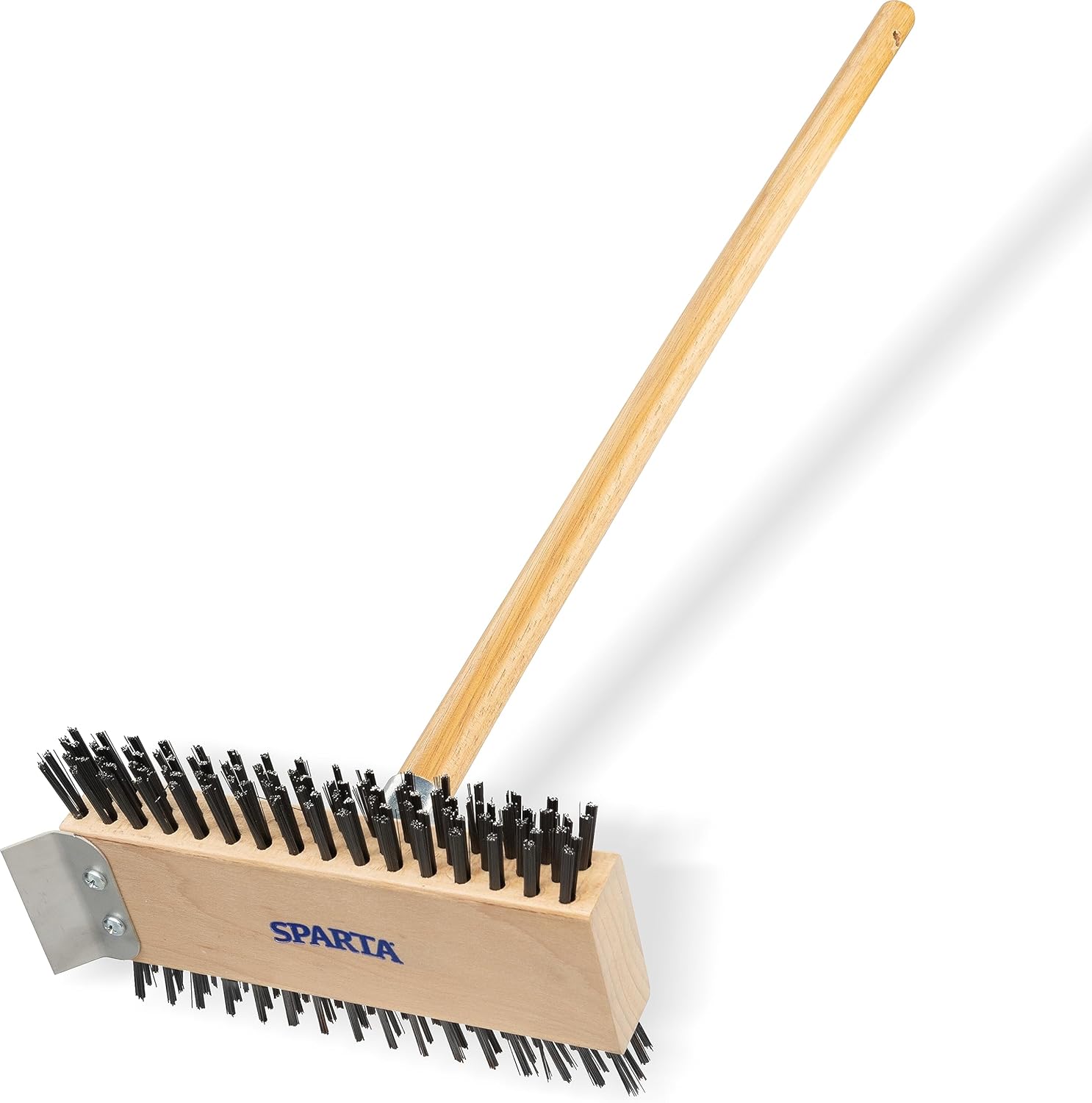 SPARTA 4002600 Stainless Steel Grill Brush, Grill Scraper With Long Handle For Commercial Cleaning, Kitchens, Restaurants, Bathrooms, 30 Inches, Brown
