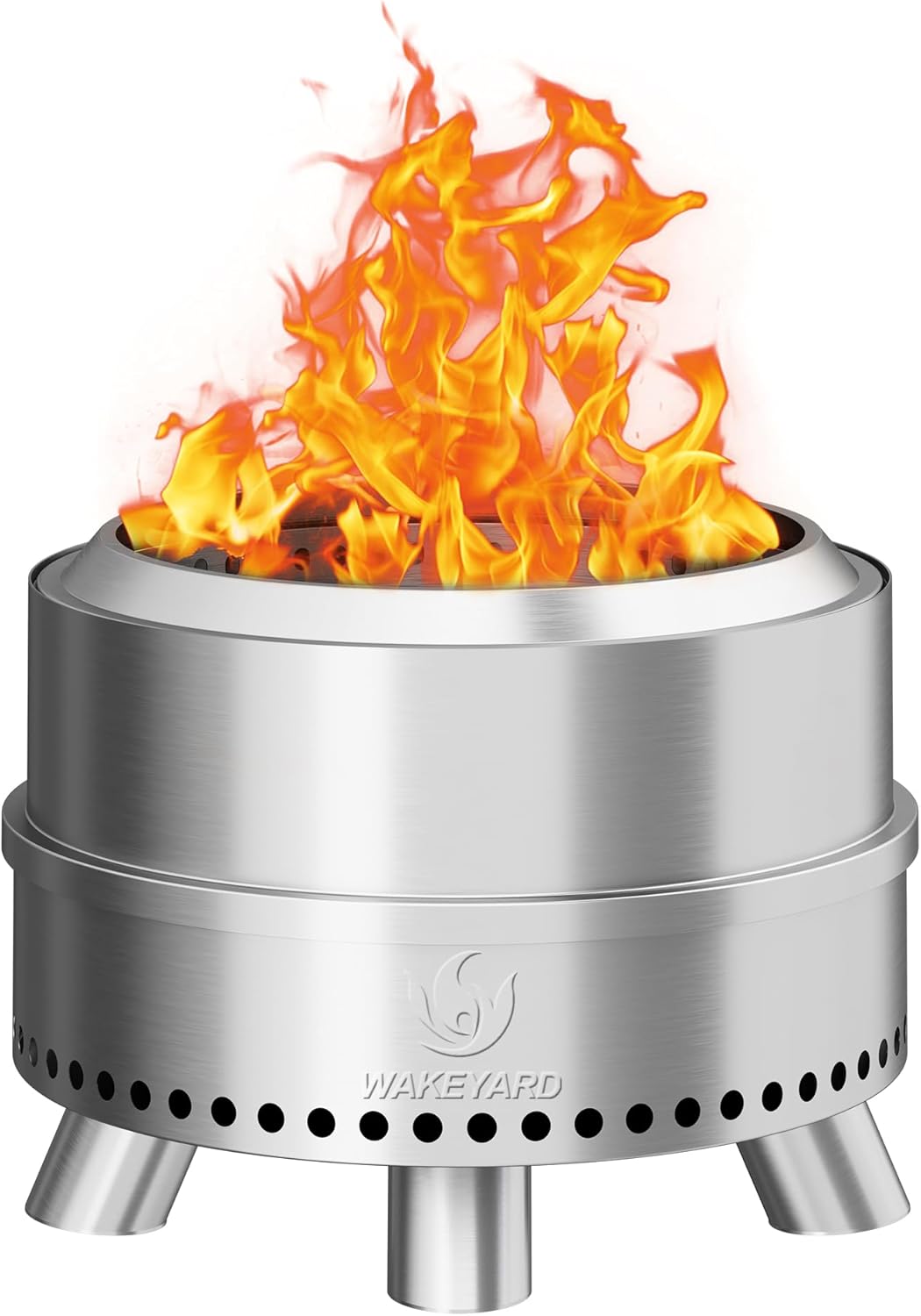 Smokeless Fire Pit, 19.5 Inch Portable Smokeless FirePit for Outside with Fire Poker and Carry Bag, Stainless Steel FirePit, Easy Setup and Storage, Sliver