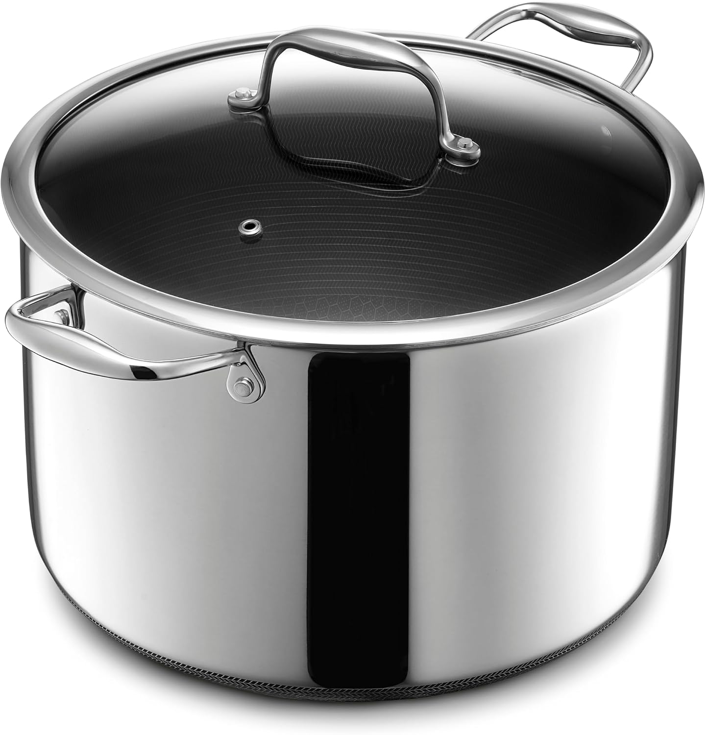HexClad 10 Quart Hybrid Nonstick Stock Pot with Lid, Dishwasher Safe, Induction Ready, Compatible with All Cooktops
