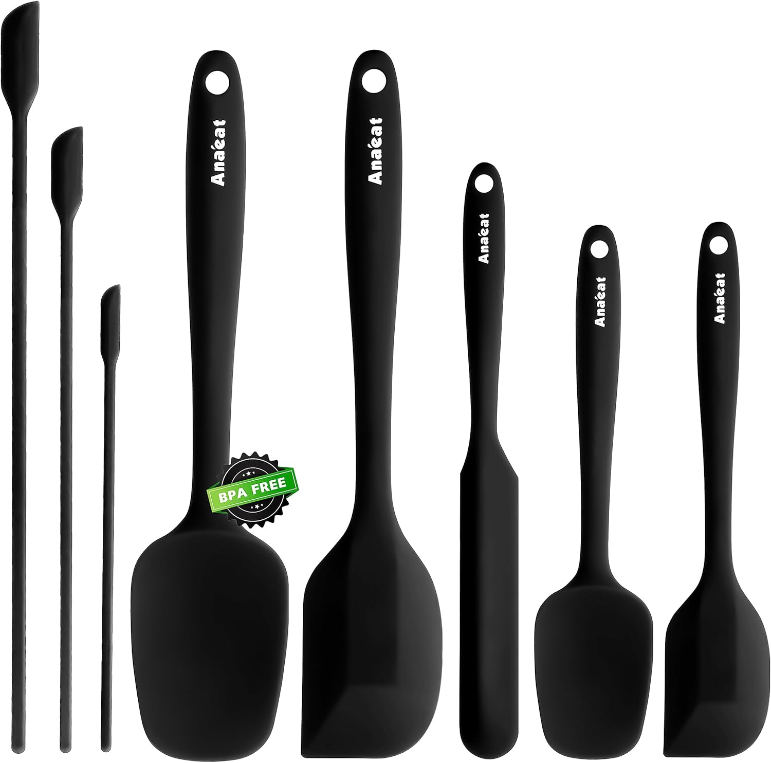 Anaeat Heat Resistant Silicone Spatula Set of 8 – Seamless One-Pieces Design, Non-Stick Rubber Spatulas & Mini Kitchen Scraper Flexible for Non-stick Cookware – Easy Baking, Cooking, Scraping & Mixing