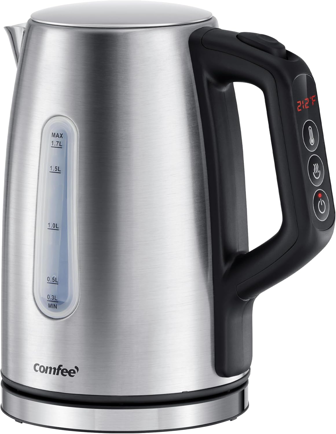COMFEE’ Stainless Steel Electric Kettle, Temperature Control with 6 Presets, 1-Hr Keep Warm, Kettle Water Boiler 1.7 Litres, 1500W with Viewing Window, Auto-Off and Boil-Dry Protection