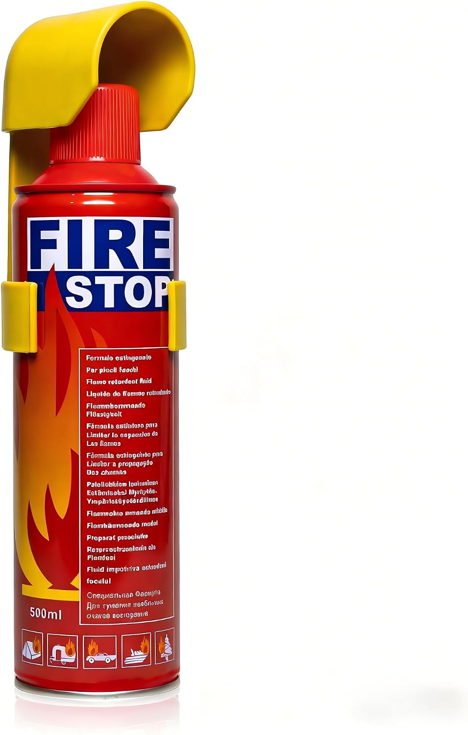 Fire Stop Spray 500ml 1-Pack – Multi-Purpose Aerosol Fire Extinguisher for Home, Kitchen & Car | Class A/B/C/K Portable Fire Suppression with Mounting Bracket, Non-Toxic & Mess-Free