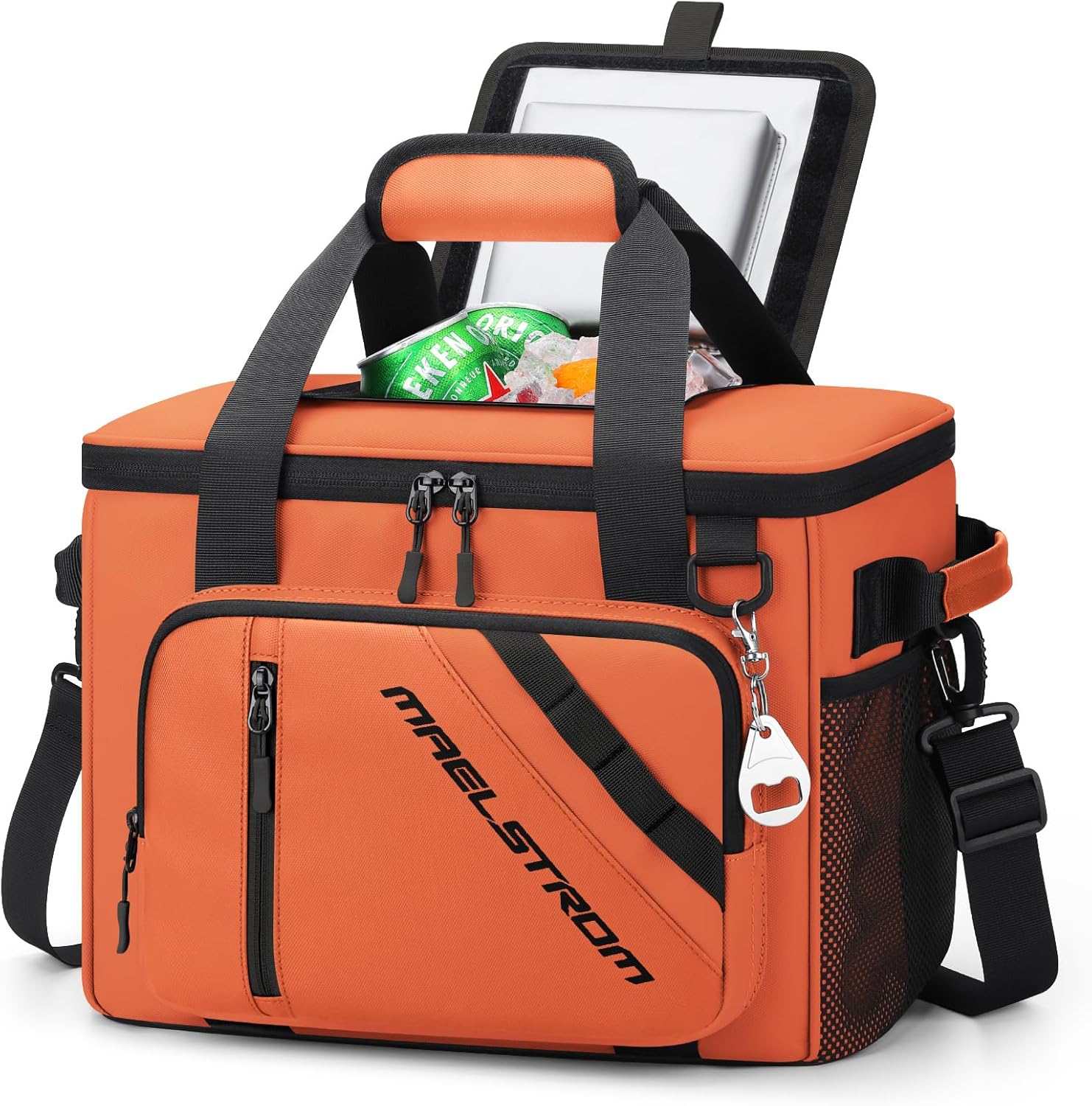 Maelstrom Cooler Bag, 30 Cans Beach Cooler, Large Leakproof Insulated Soft Cooler with Bottle Opener, Ice Chest, Portable Collapsible Cooler for Travel, Camping, Shopping