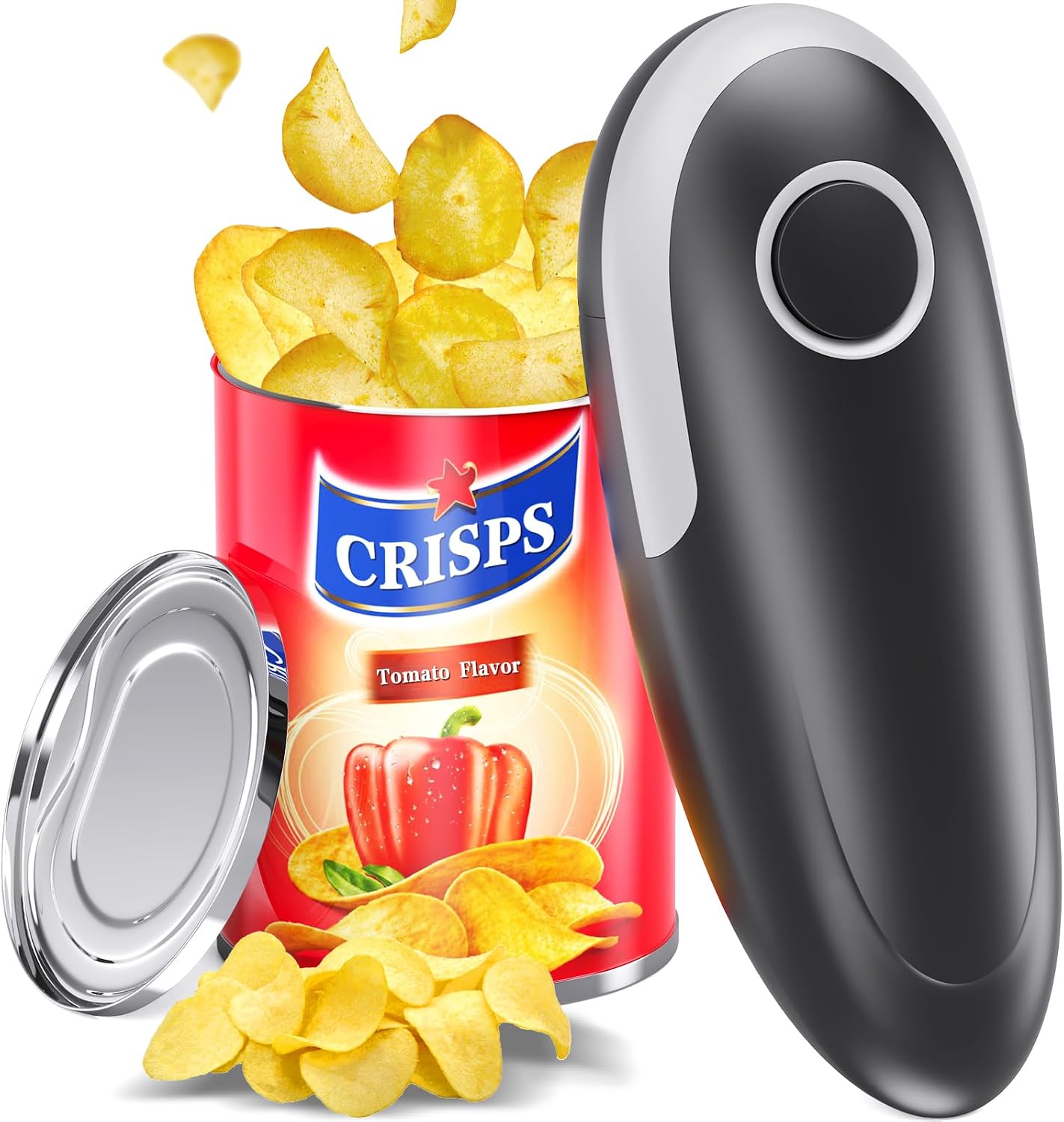 Electric Can Opener, One-Touch Automatic Can Opening with Smooth Edges, Food Safety Handheld Battery-Operated Can Opener for Kitchen and Seniors, Arthritis, Hands Free, Lid Remover, Kitchen Gadgets
