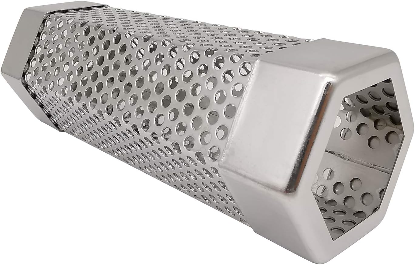 Smoker Smoke Tube Box for Pellets Grill, 304 Stainless Steel BBQ Cold Smoker Generator Tube, 2.5 Hours of Billowing Hot or Cold Smoking – 6″ Hexagon – 1Pack