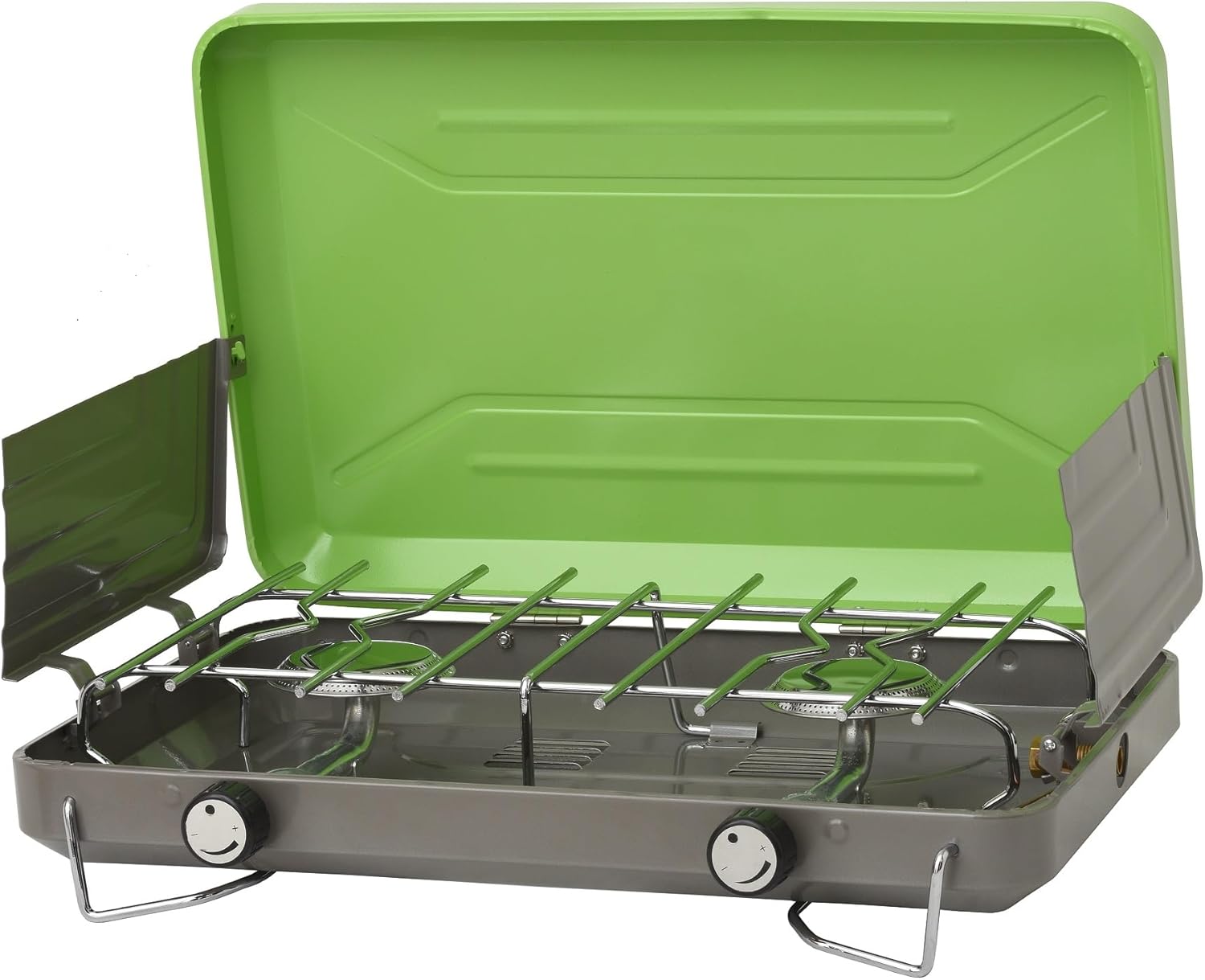 Flame King VT-101 2-Burner Portable Camping Stove Grill, Great for Outdoor Cooking, Backpacking, Compatible with 1LB Propane Gas Bottle | camping-stoves