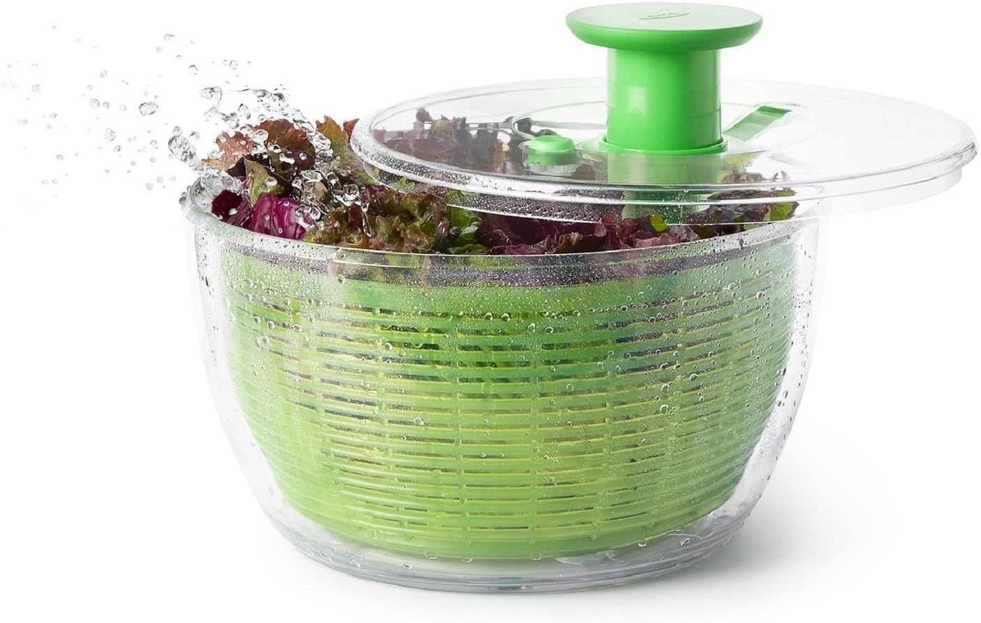 OXO Good Grips Salad Spinner – Large, Green Lettuce & Fruit Washer, BPA-Free, Easy One-Hand Pump