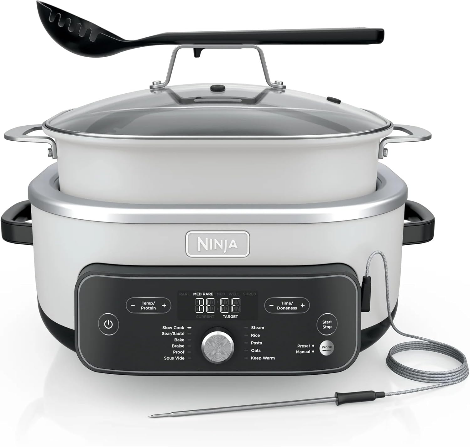 Ninja Foodi PossibleCooker PRO Plus with 11-in-1 Smart Cook System, Thermal Surround Technology, Powerful 1400-Watt Base, Oven safe up to 500º F – White (Renewed)