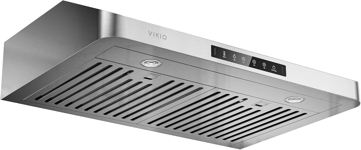 VIKIO HOME Under Cabinet Range Hood 30 Inch, 980CFM Fast Venting Ducted, Kitchen Hood With 3 Speed Gesture Sensing & Touch Control, Stainless Steel Stove Vent Hood With LED Light And 2 Baffle Filters
