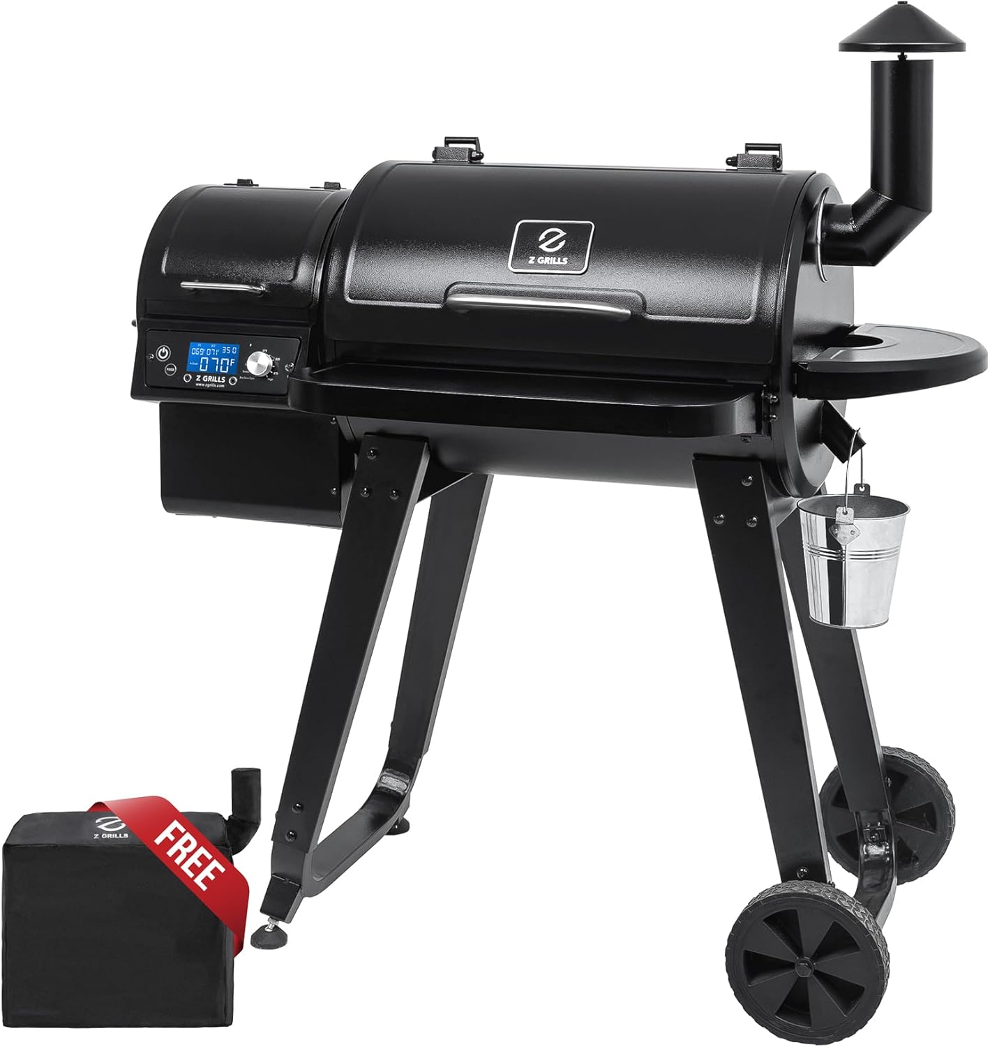Z GRILLS ZPG-450A Wood Pellet Grill & Smoker with PID V3.0 Controller, 459 Sq in Cook Area, Meat Probe, Foldable Shelf&Side Shelf, 8 in 1 BBQ Grill Outdoor Auto Temperature Control, Black