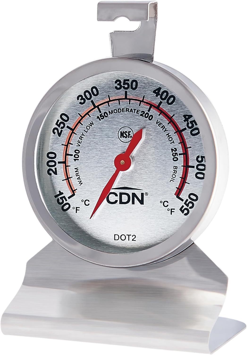 CDN Oven Thermometer ProAccurate®, Easy-to-Read 2″ Dial, Stainless Steel Housing, Temperature Zones, Stand or Hang, Monitor Oven Temperatures, NSF Certified – DOT2