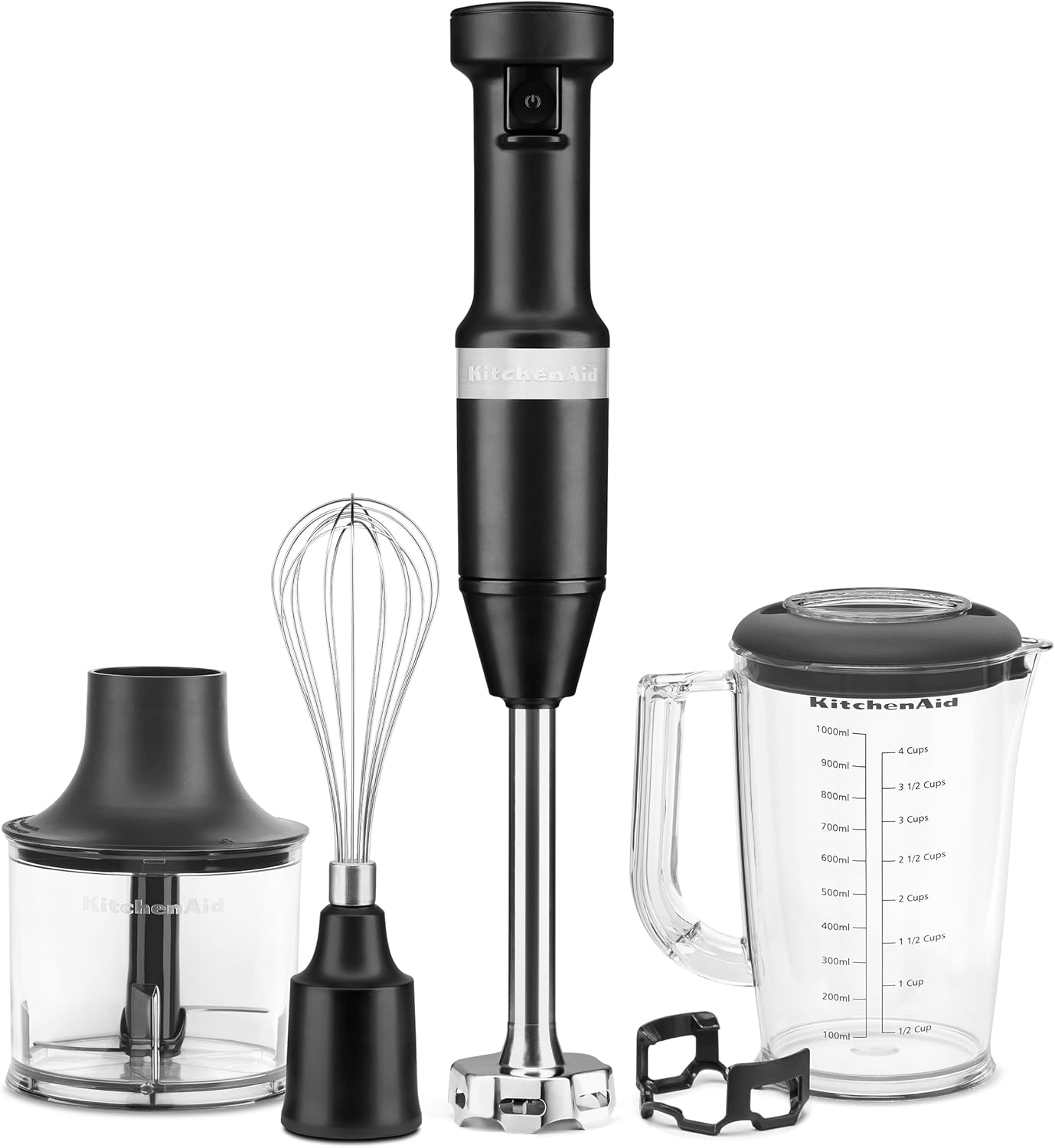 KitchenAid Variable Speed Corded Hand Blender with Blending Pitcher, Whisk and Chopper Attachments, KHBV83BM, Black Matte